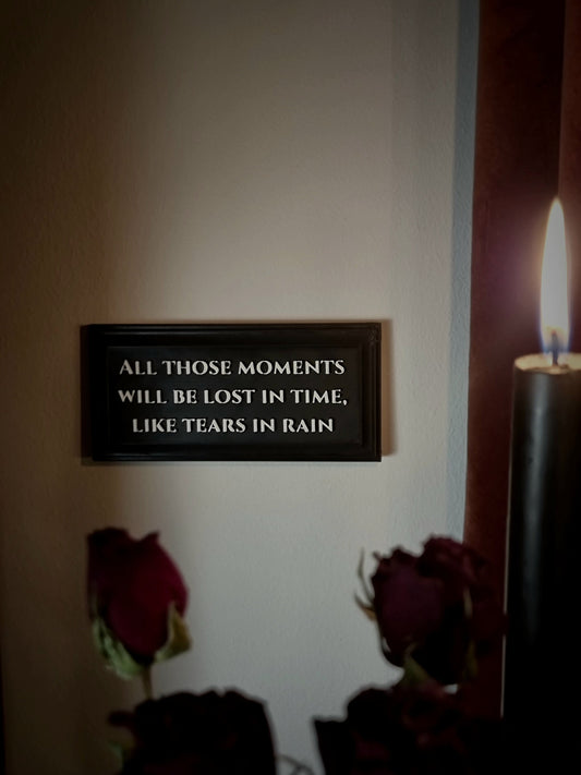 Quote Plank “Tears in rain”, Quote Plaque, Wall Hanging, Quote Sign, Gallery Wall Filler, 3D-PRINTED