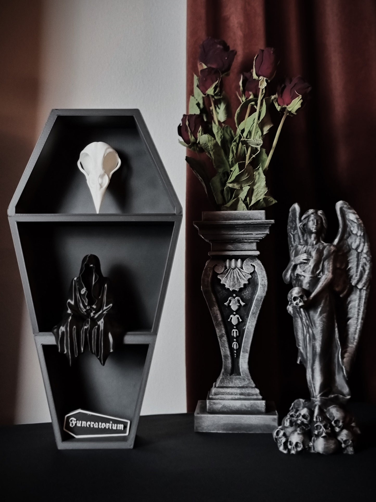 Hanging Coffin Shelf, Tabletop Coffin Shelf, Curiosities Shelf, Crystal Display, Crystal Shelf, Oddities Shelf, Gothic Shelf, 3D-PRINTED