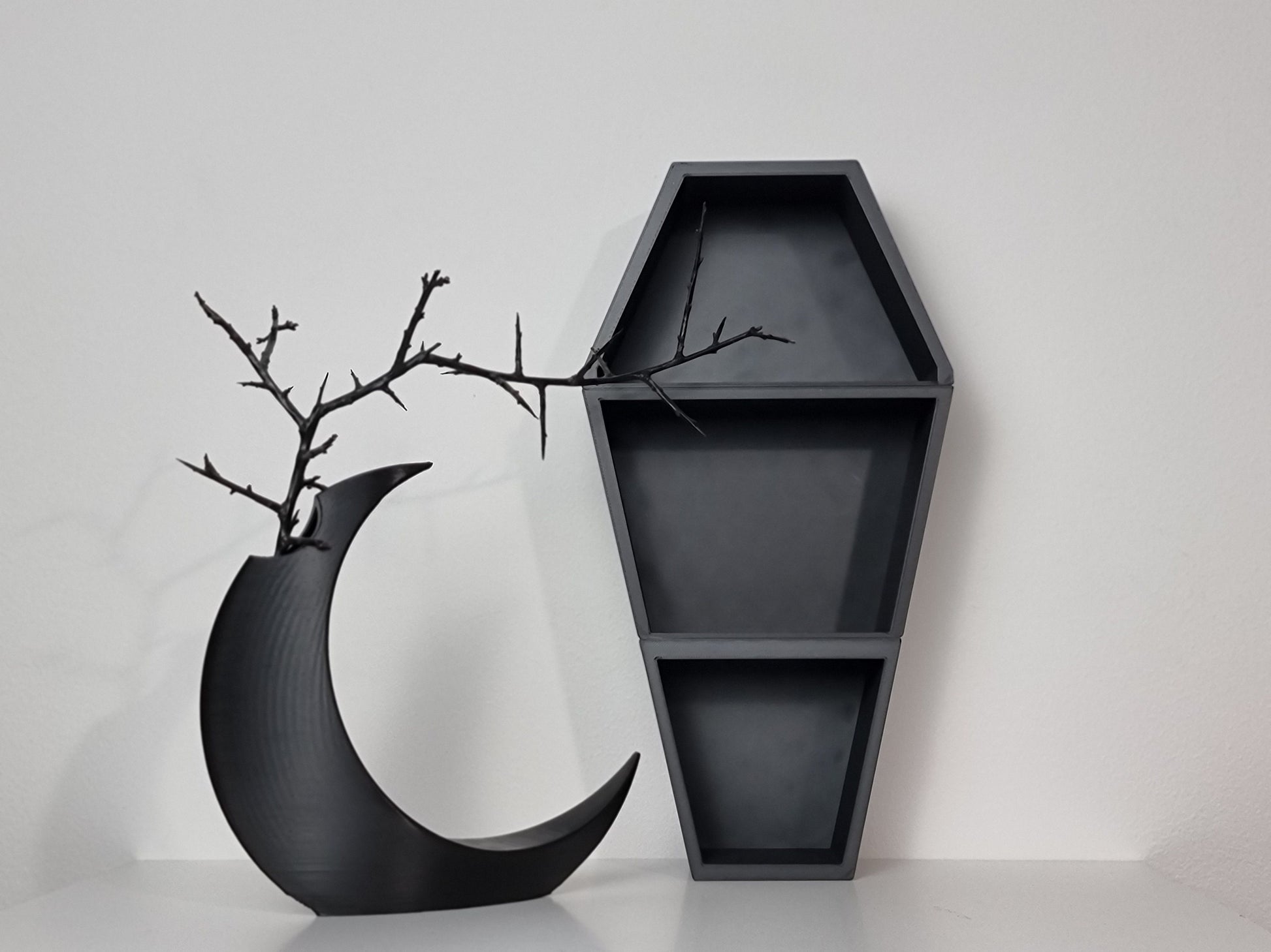 Hanging Coffin Shelf, Tabletop Coffin Shelf, Curiosities Shelf, Crystal Display, Crystal Shelf, Oddities Shelf, Gothic Shelf, 3D-PRINTED
