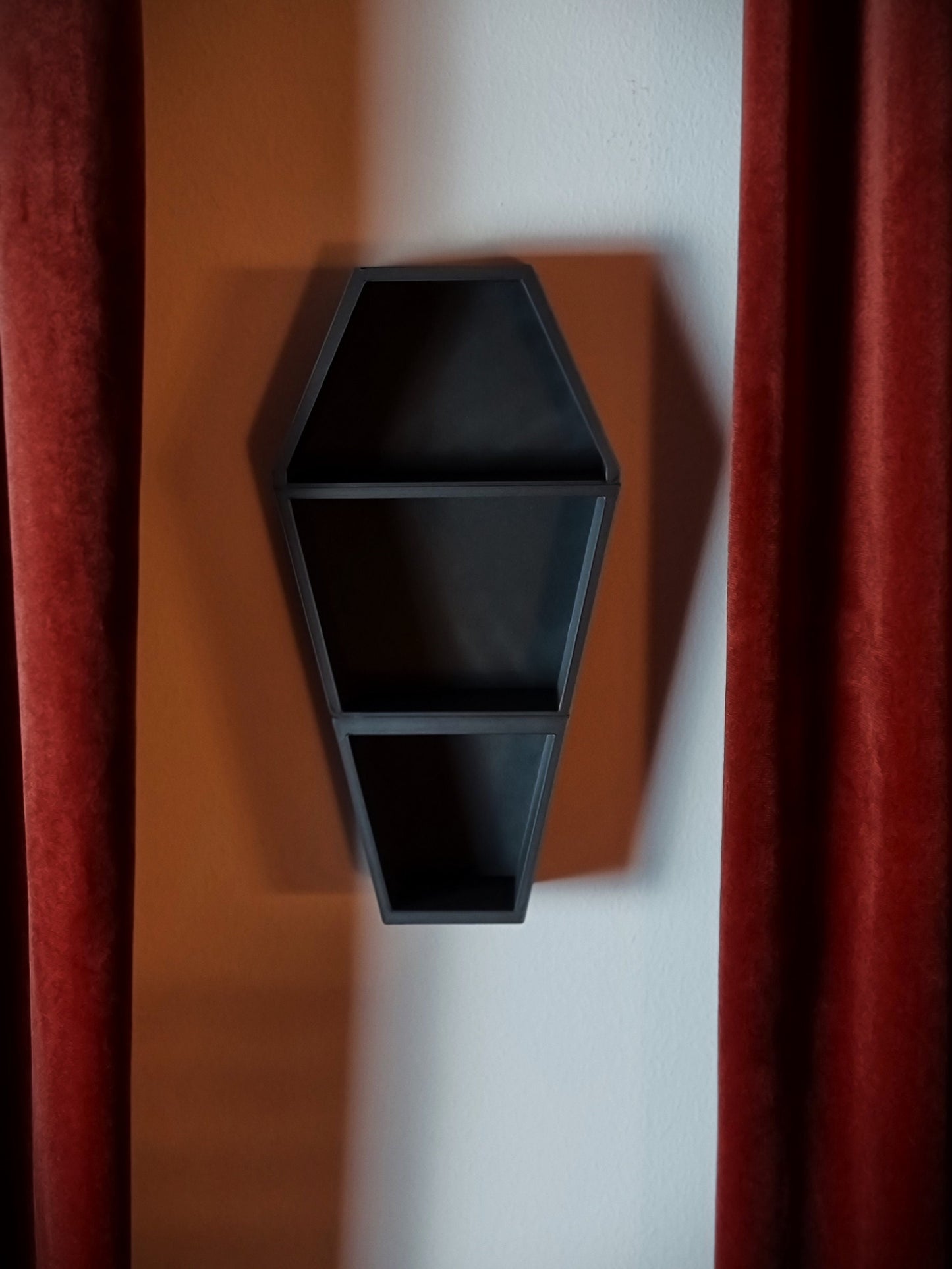 Hanging Coffin Shelf, Tabletop Coffin Shelf, Curiosities Shelf, Crystal Display, Crystal Shelf, Oddities Shelf, Gothic Shelf, 3D-PRINTED