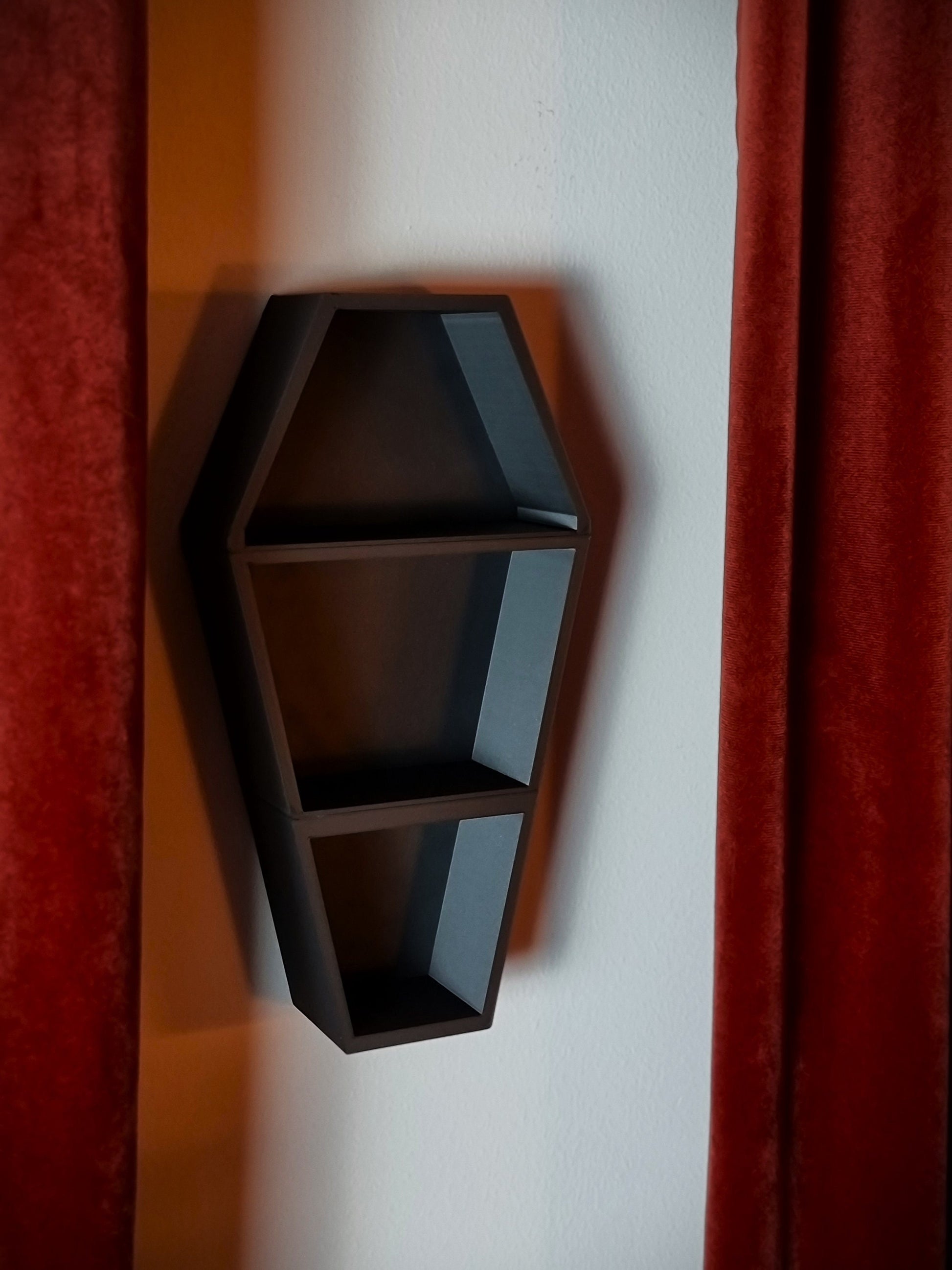 Hanging Coffin Shelf, Tabletop Coffin Shelf, Curiosities Shelf, Crystal Display, Crystal Shelf, Oddities Shelf, Gothic Shelf, 3D-PRINTED