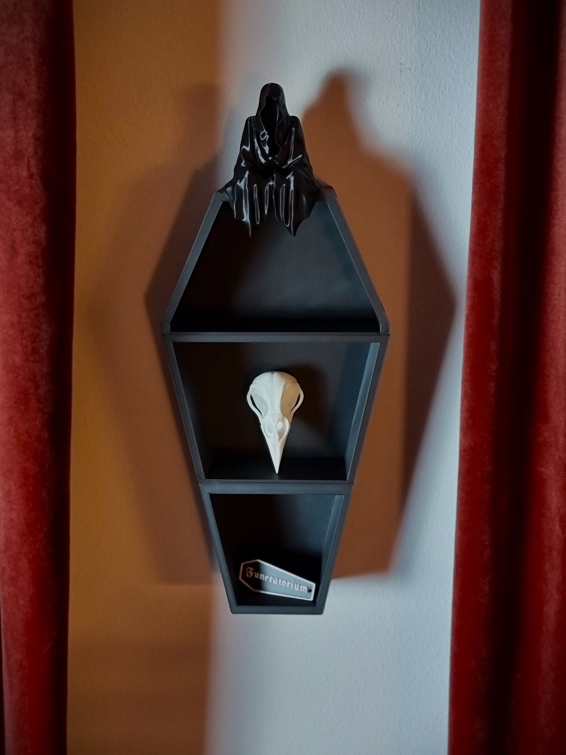 Hanging Coffin Shelf, Tabletop Coffin Shelf, Curiosities Shelf, Crystal Display, Crystal Shelf, Oddities Shelf, Gothic Shelf, 3D-PRINTED