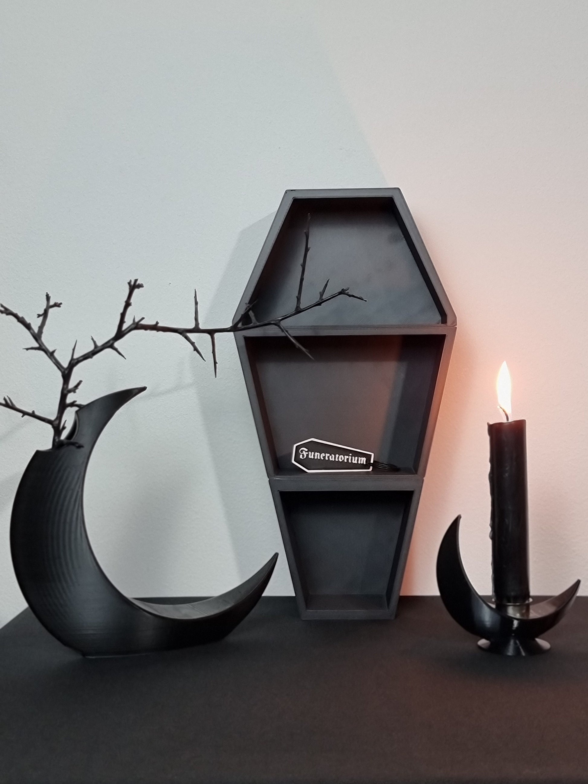 Set of Lunar Vase + 2 Lunar Candle holder | Crescent Moon Vase, Moon Phases Decor, Moon Home Decor, Flower Vase, Moon Phase Gift, Handmade