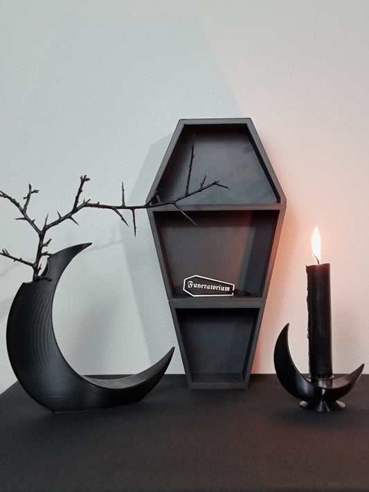 Set of Lunar Vase + 2 Lunar Candle holder | Crescent Moon Vase, Moon Phases Decor, Moon Home Decor, Flower Vase, Moon Phase Gift, Handmade