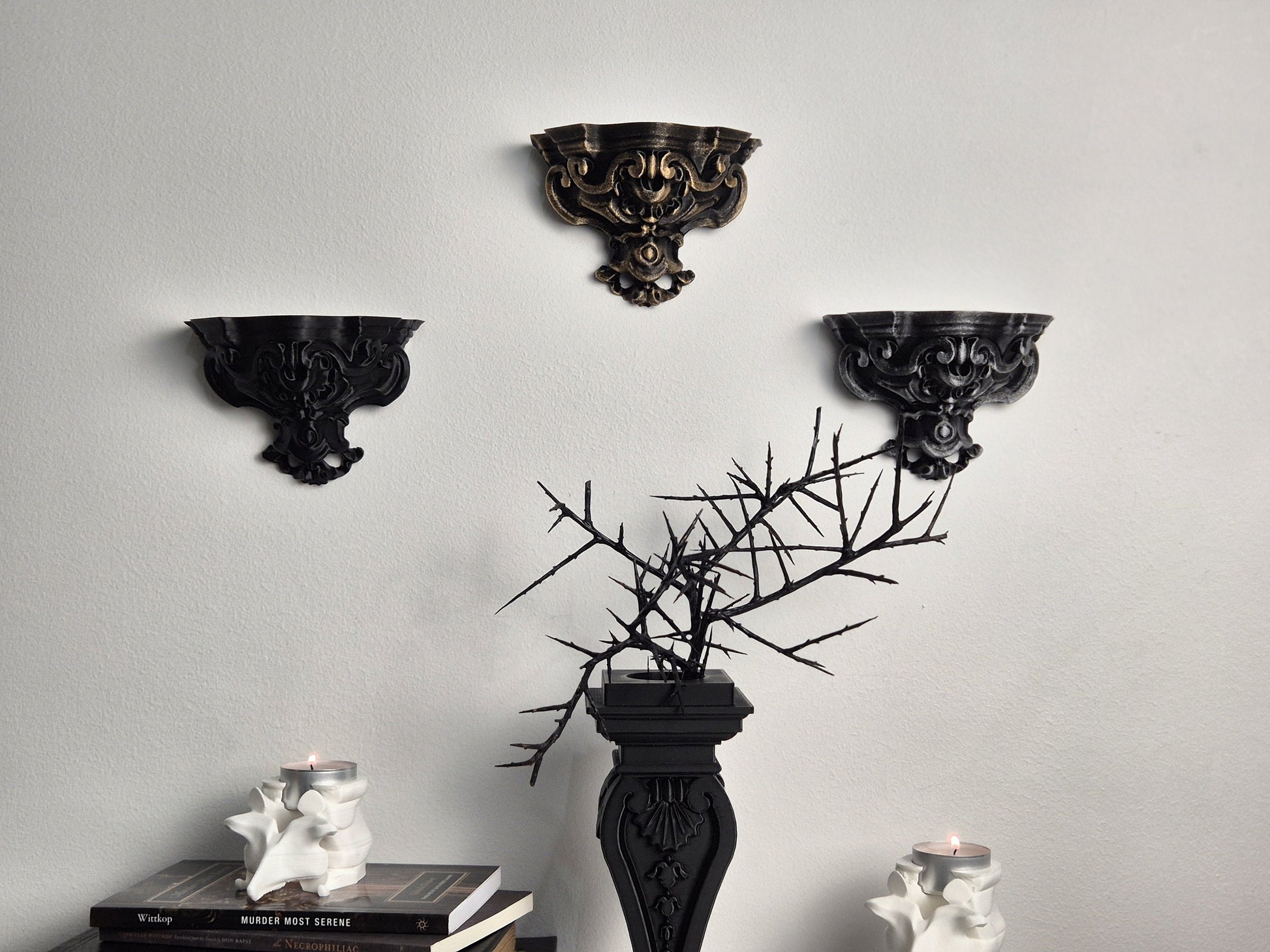 Baroque Shelf For Wall Decoration, Shelf Candle Holder, Wall Console, Wall Corbel, Display Shelf, Decorative Shelf, 3D-PRINTED