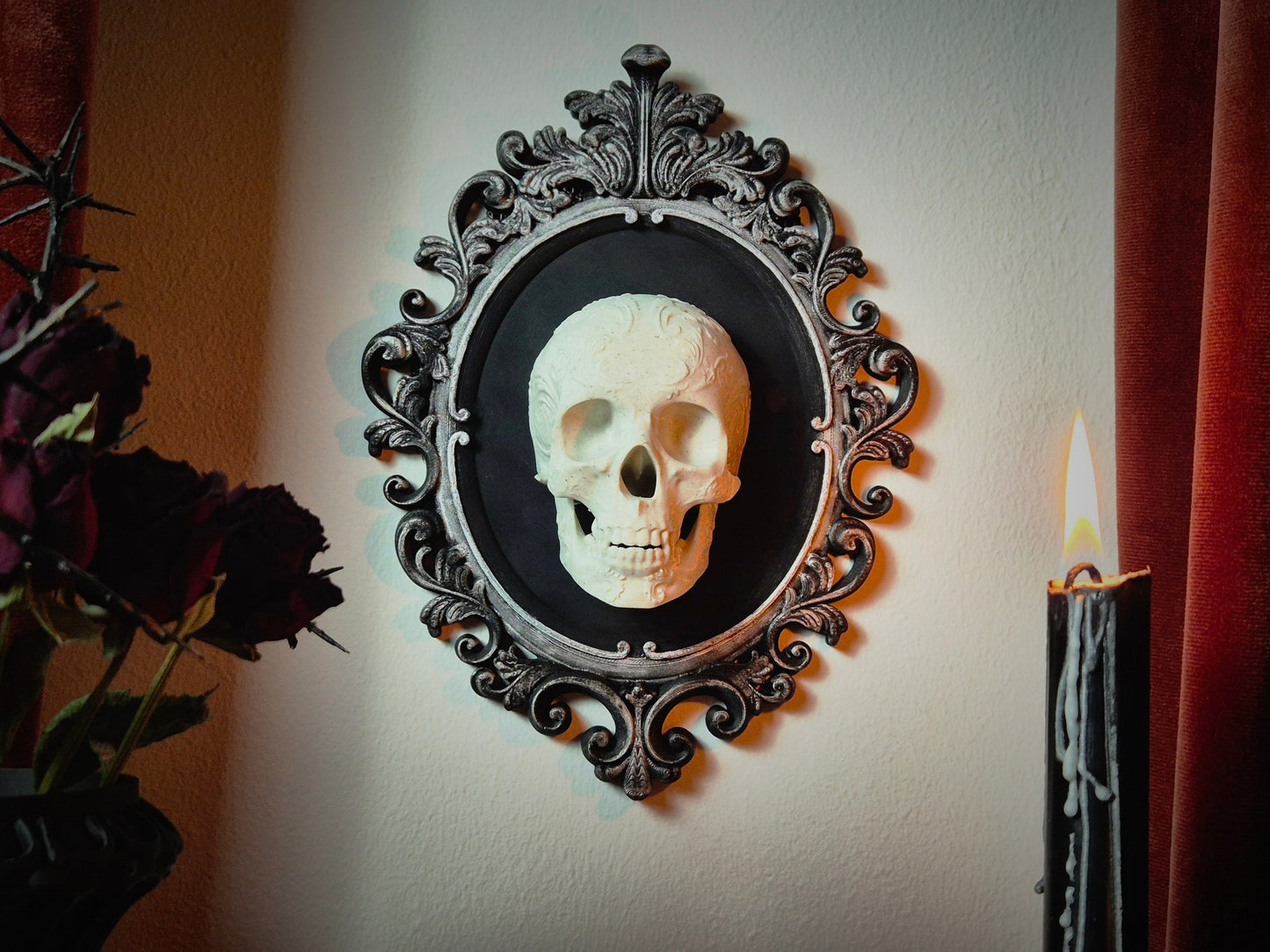 Gothic Victorian Baroque Frame, Human Skull Frame, Gothic Wall Decor, Victorian Wall Art, Goth Wall Gallery, Goth Gift, 3D-PRINTED