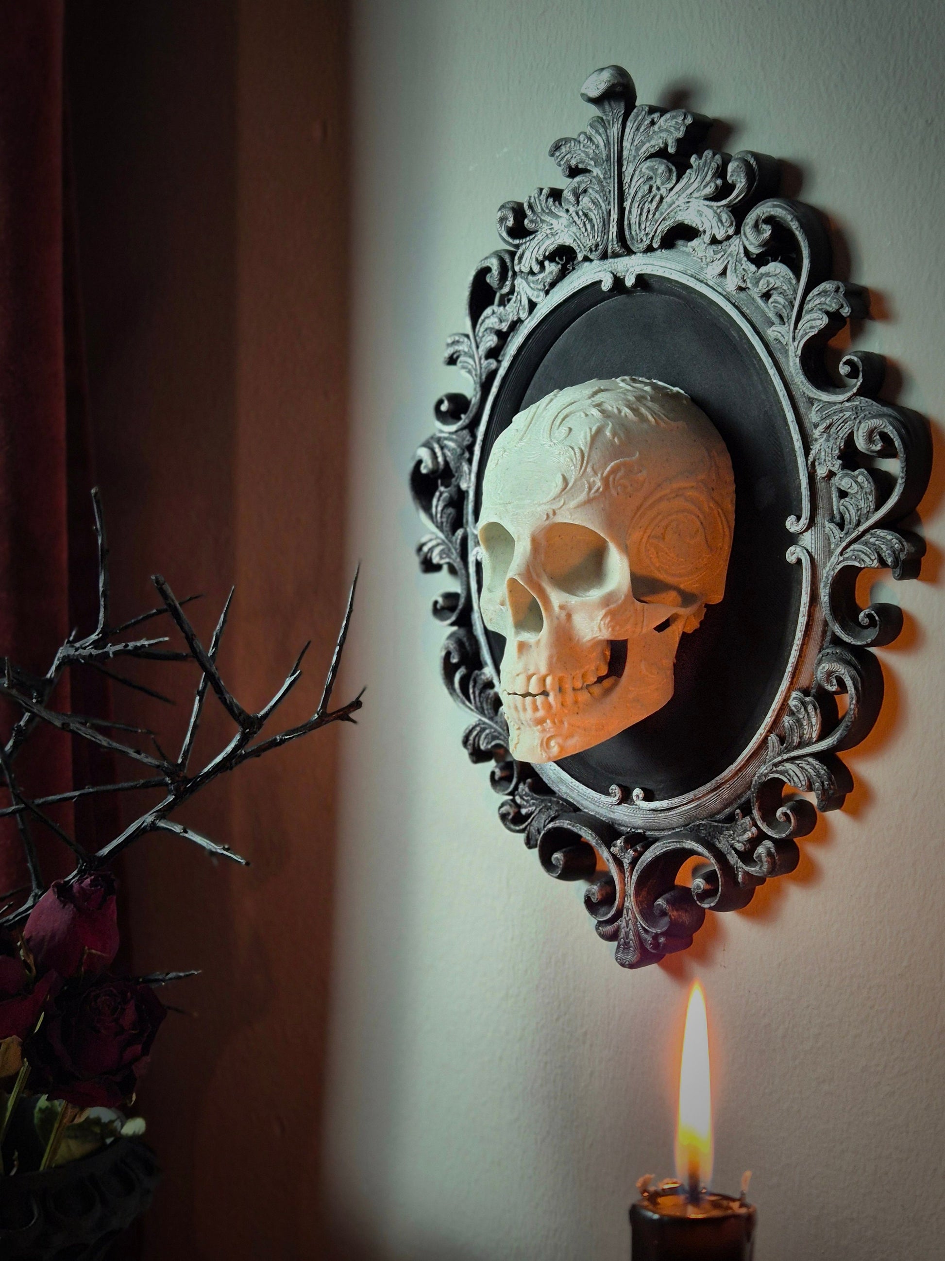 Gothic Victorian Baroque Frame, Human Skull Frame, Gothic Wall Decor, Victorian Wall Art, Goth Wall Gallery, Goth Gift, 3D-PRINTED