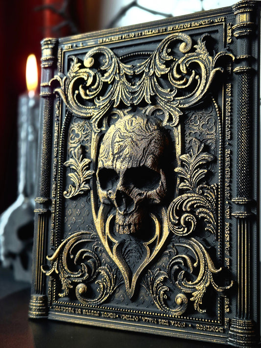 Baroque Skull Wall Plaque, Blackened Gold Wall Frame, Gothic Gallery Wall, Gothic Wall, Skull Gothic Victorian Wall Art, 3D-PRINTED