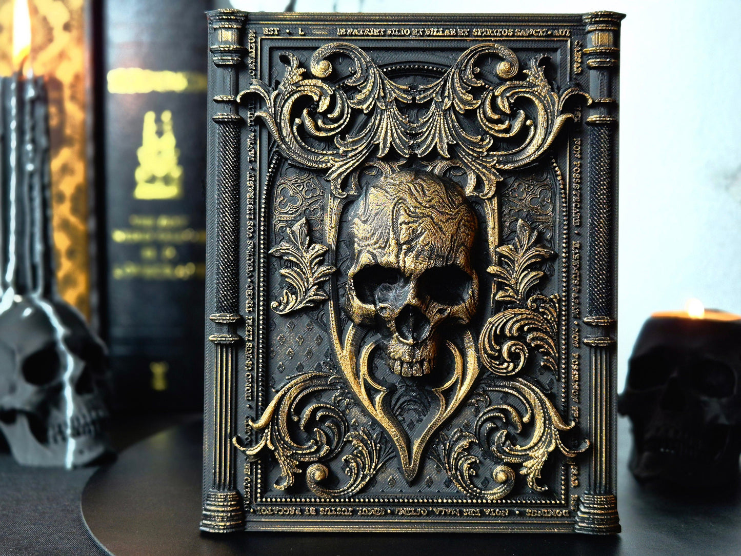 Baroque Skull Wall Plaque, Blackened Gold Wall Frame, Gothic Gallery Wall, Gothic Wall, Skull Gothic Victorian Wall Art, 3D-PRINTED