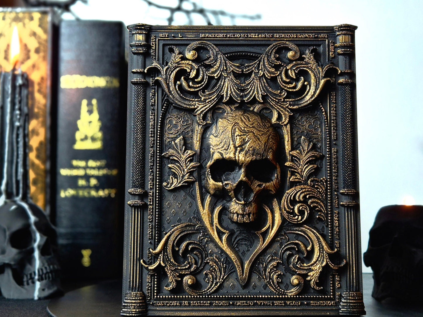 Baroque Skull Wall Plaque, Blackened Gold Wall Frame, Gothic Gallery Wall, Gothic Wall, Skull Gothic Victorian Wall Art, 3D-PRINTED