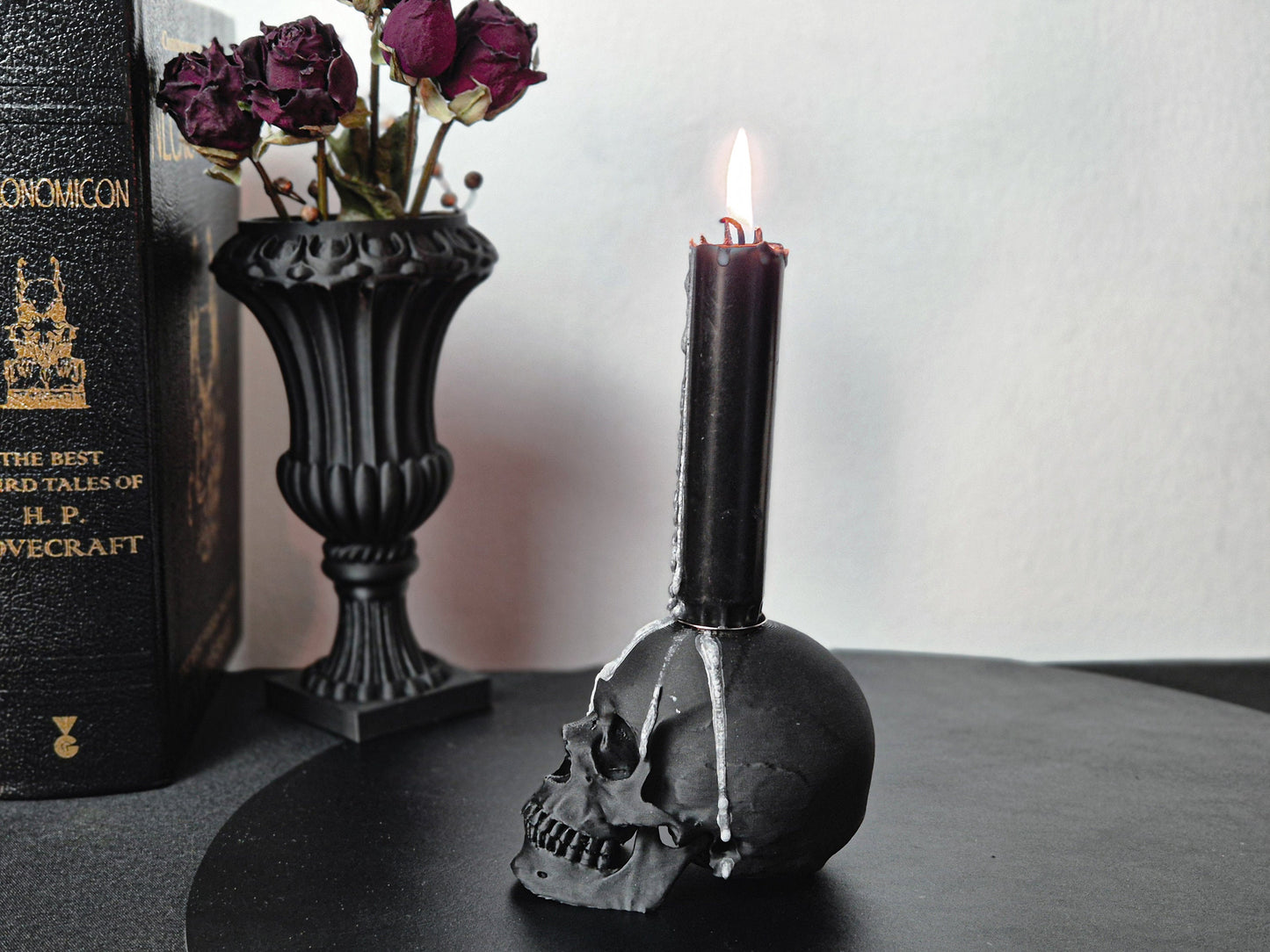 Candle Holder Skull, Black or White Realistic Replica Human Skull Gothic Candlestick Holder Handmade, Gift for Goth, 3D-PRINTED