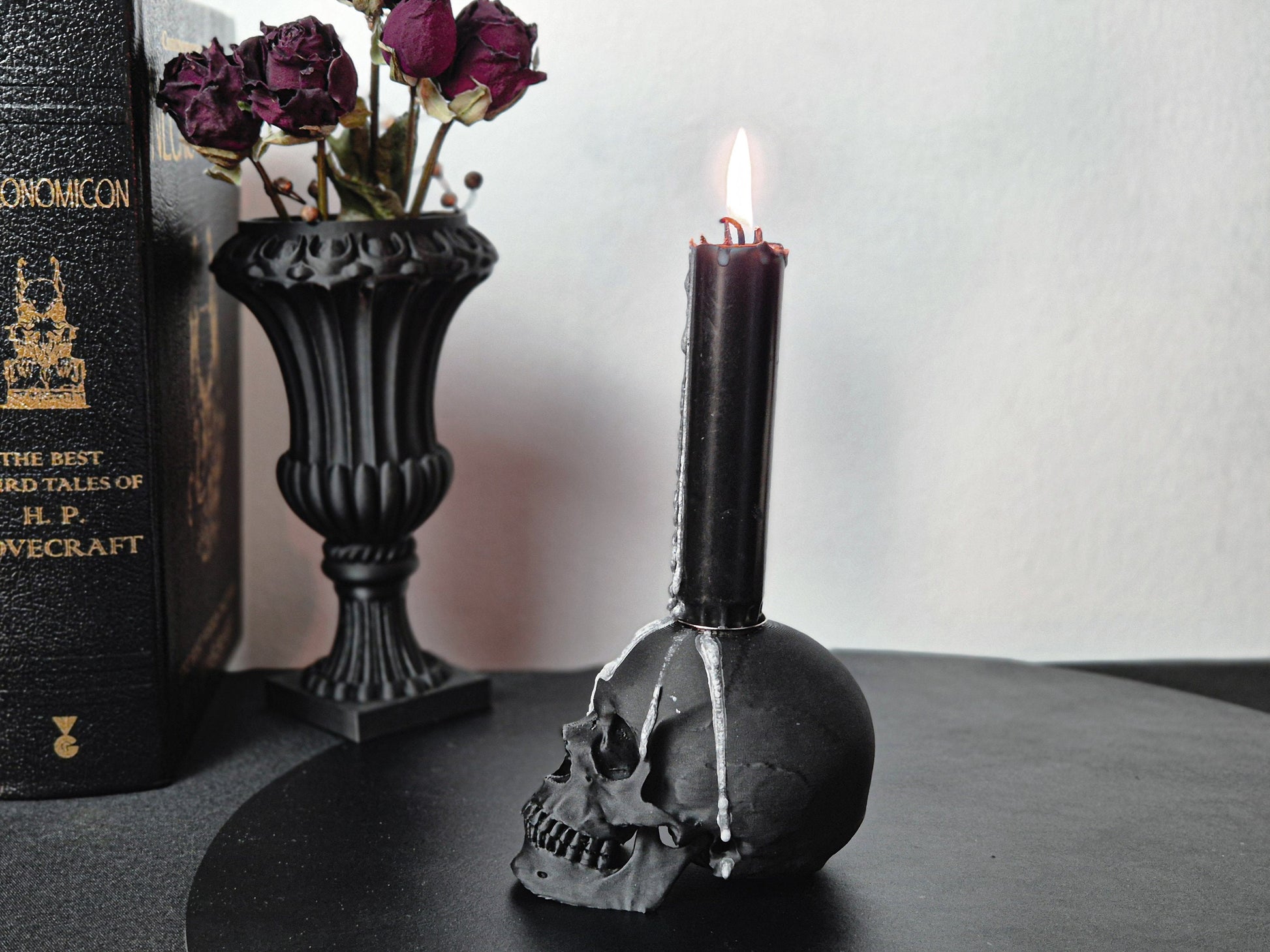 Candle Holder Skull, Black or White Realistic Replica Human Skull Gothic Candlestick Holder Handmade, Gift for Goth, 3D-PRINTED