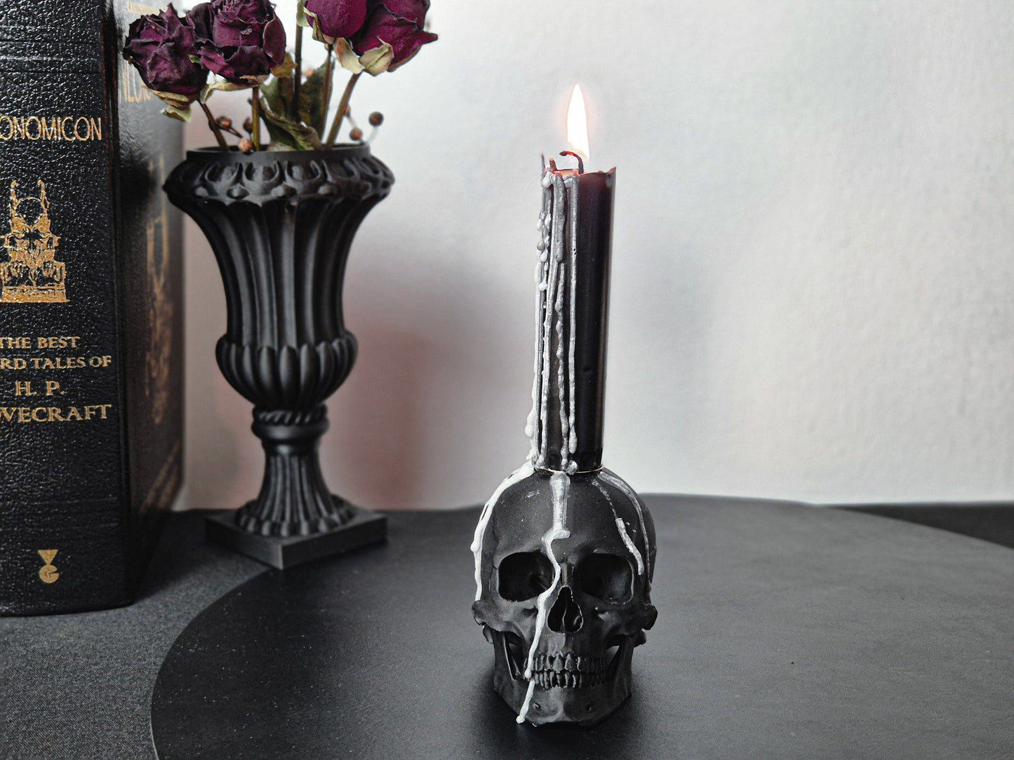 Candle Holder Skull, Black or White Realistic Replica Human Skull Gothic Candlestick Holder Handmade, Gift for Goth, 3D-PRINTED