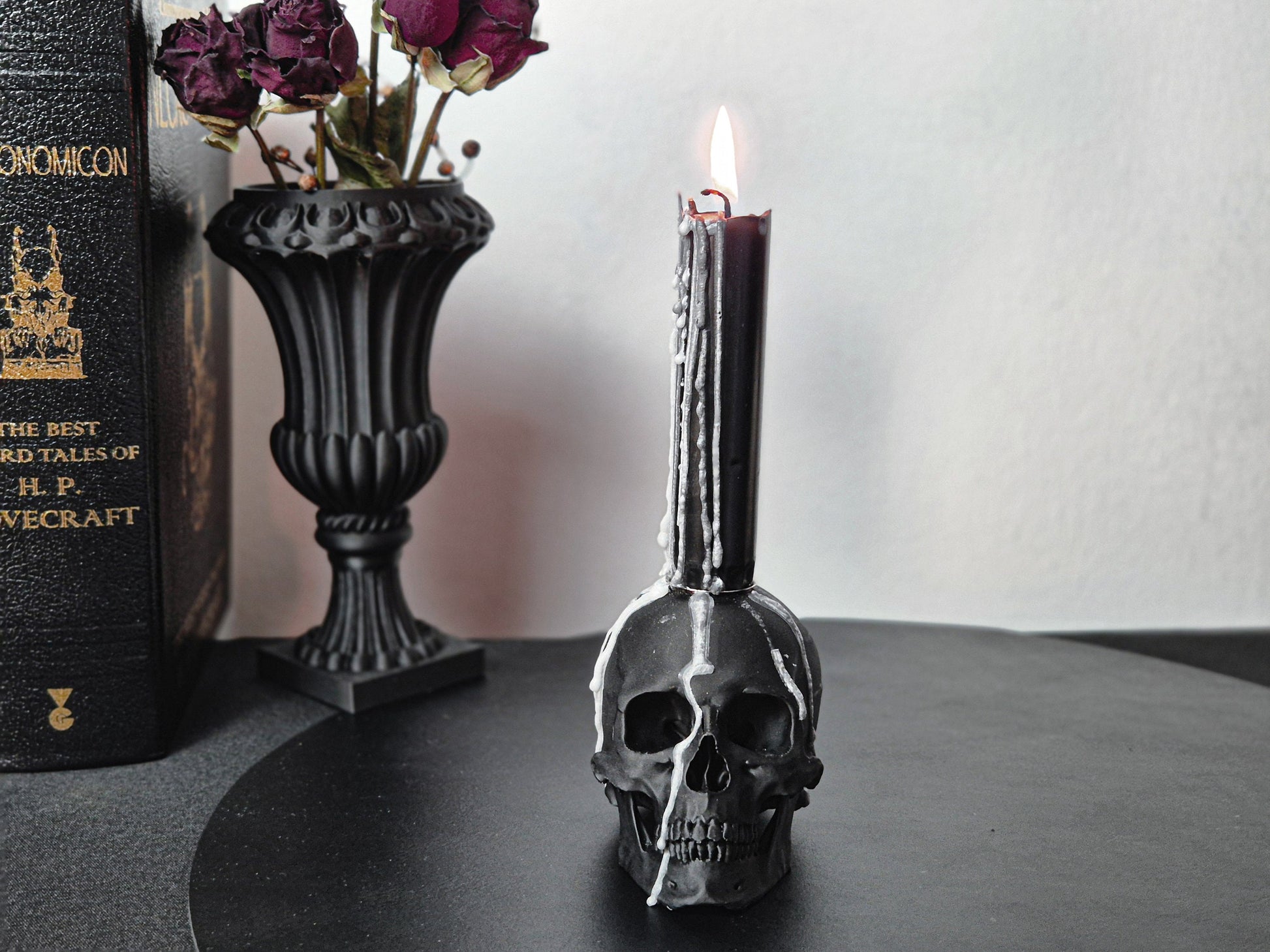 Candle Holder Skull, Black or White Realistic Replica Human Skull Gothic Candlestick Holder Handmade, Gift for Goth, 3D-PRINTED