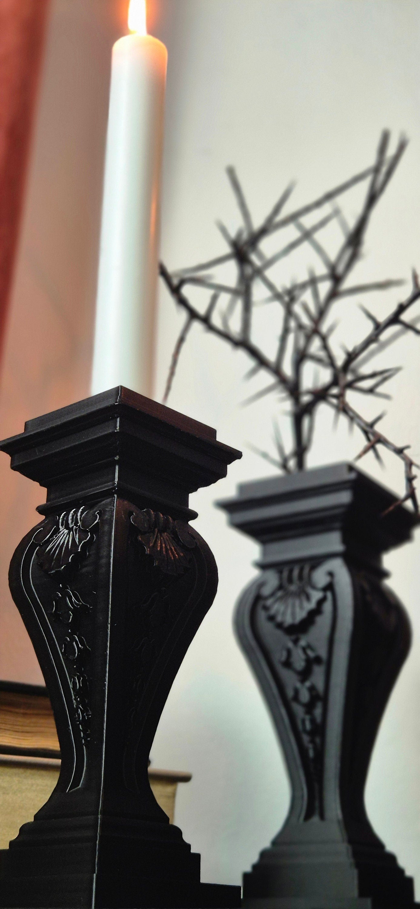Gothic Candle Holder, 3D Printed Decor, Dark Victorian Home Accent, Witchy Candle Stand, Nocturne’s Embrace