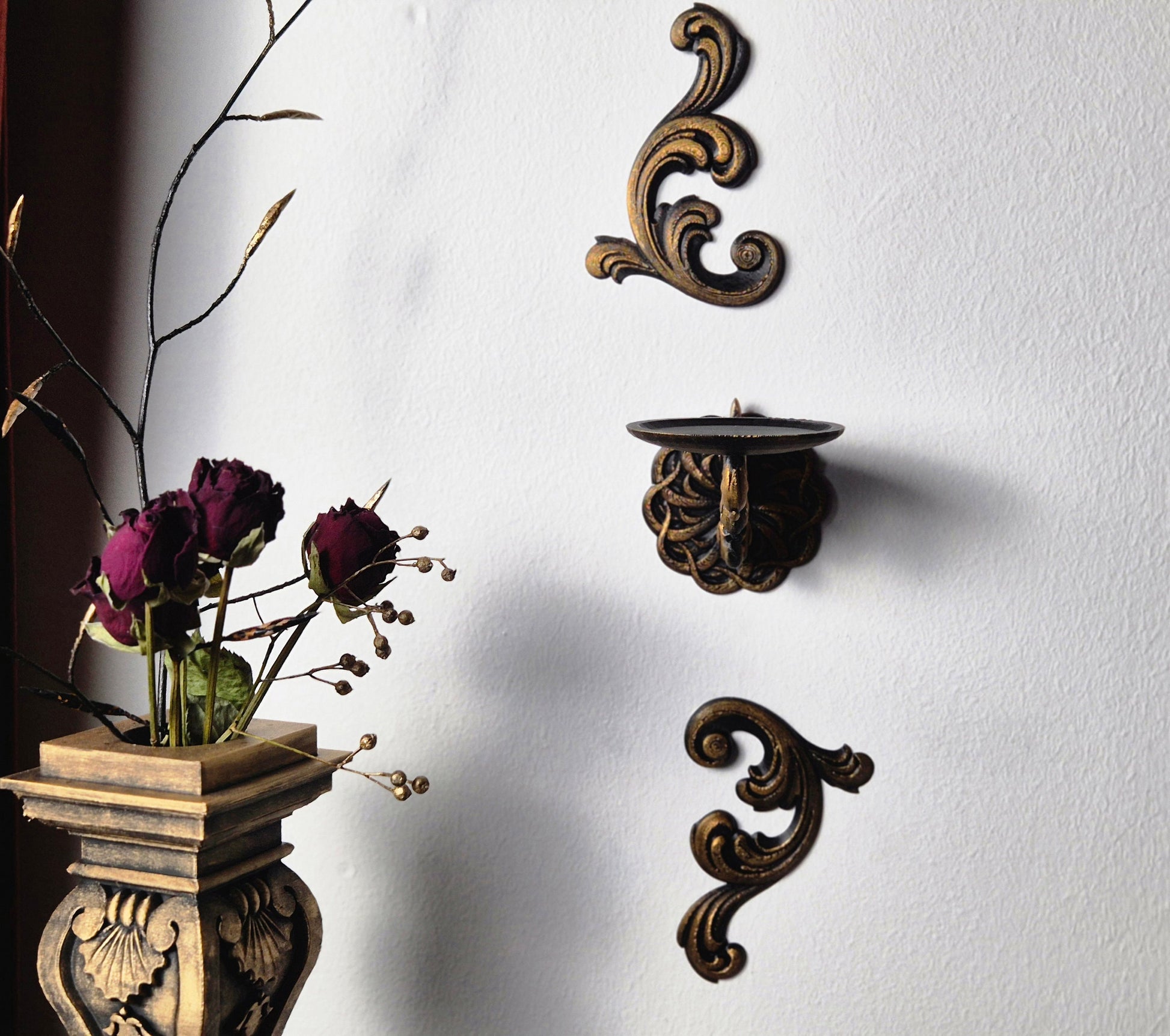 Baroque Victorian Candle holder, Barogue Wall Decoration, Victorian Wall Decor, Antique Wall Hanging, Baroque Wall Art, 3D-PRINTED