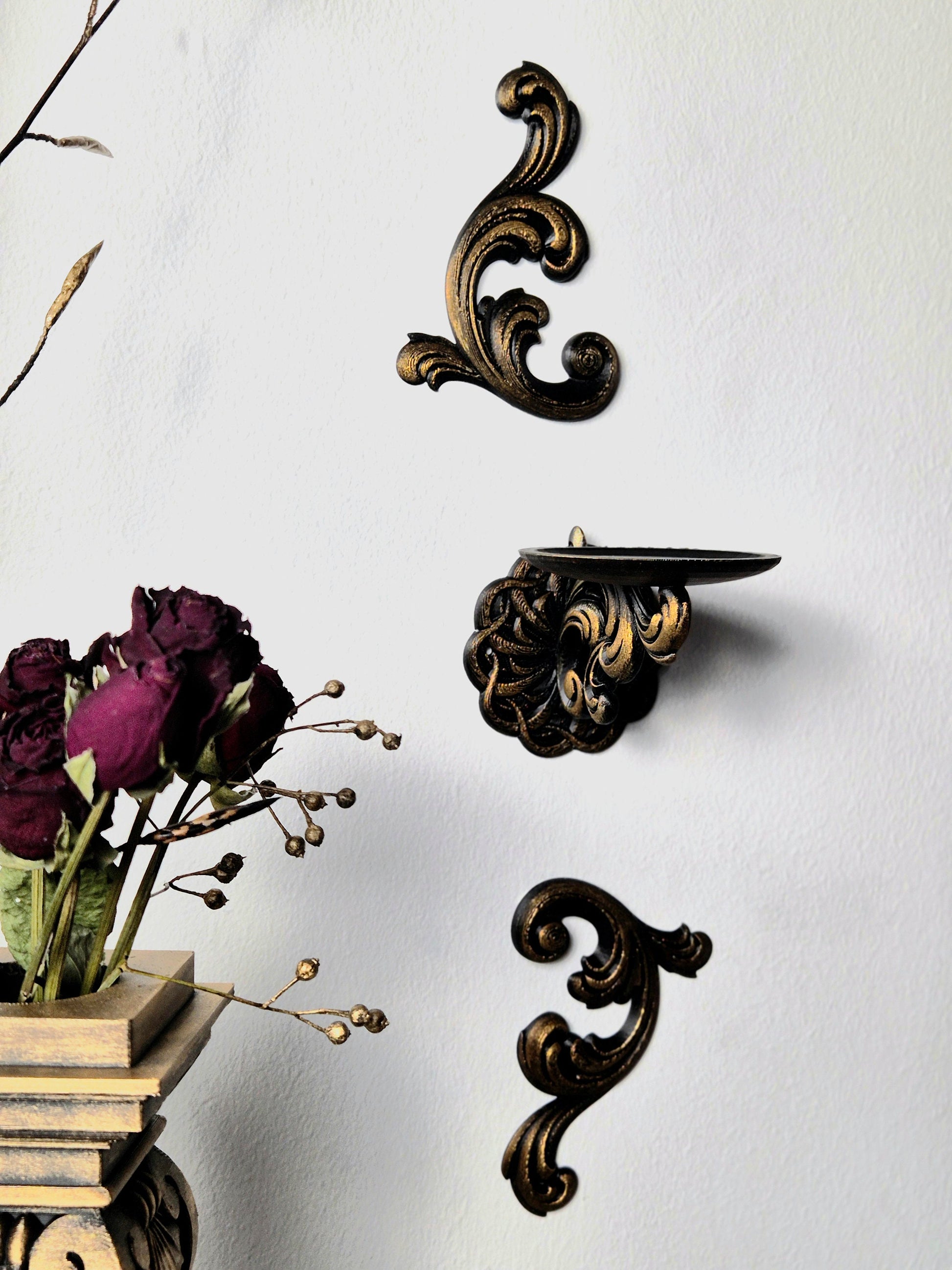 Baroque Victorian Candle holder, Barogue Wall Decoration, Victorian Wall Decor, Antique Wall Hanging, Baroque Wall Art, 3D-PRINTED