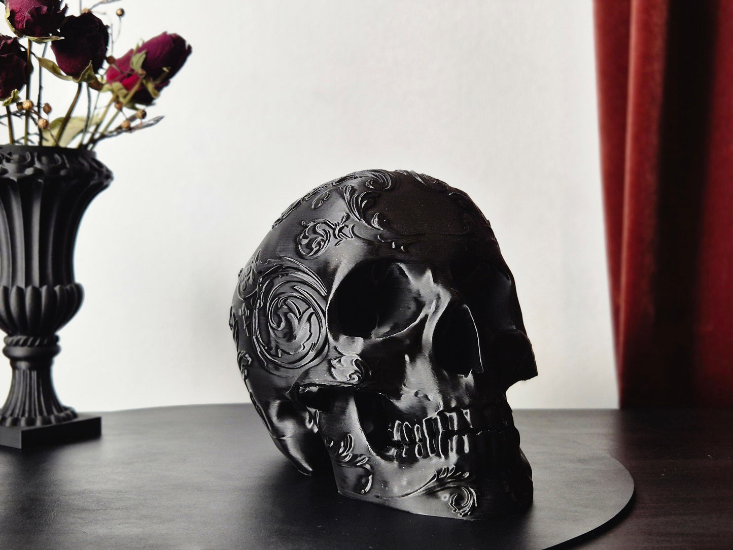 Gothic Baroque Victorian Filigree Skull Replica, Black Human Skull, White Skull, Gold Skull, Silver Skull, Gift for Goth, 3D-PRINTED