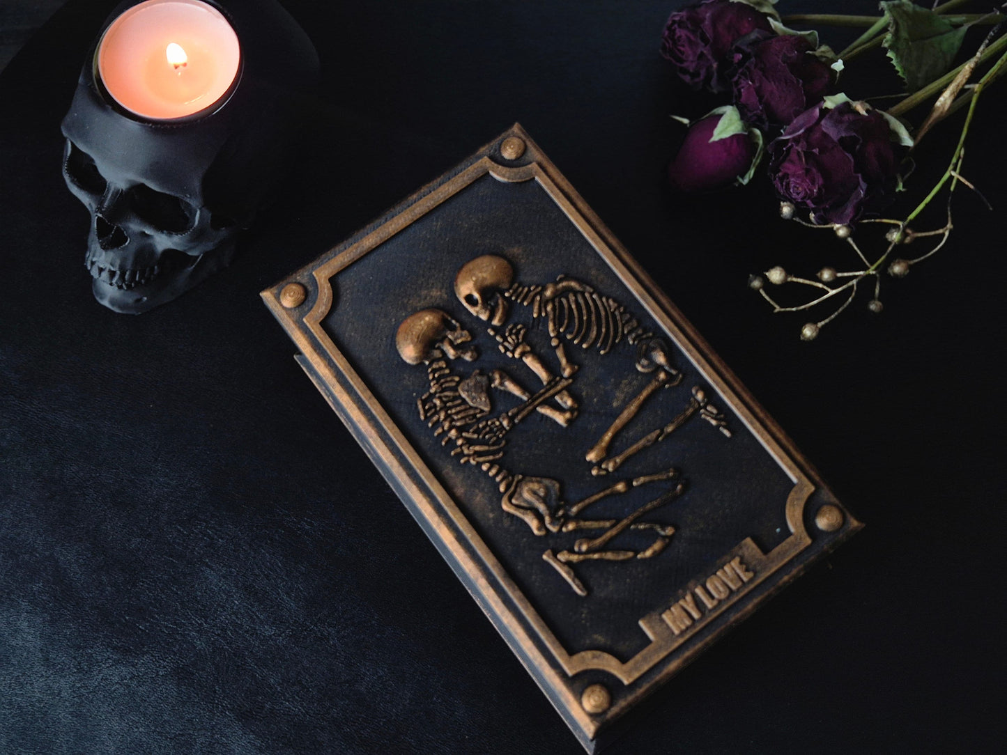 Tarot Card Box "Lovers" with Velvet Lining, Gothic Jewellery Box, Goth Gift, 3D-PRINTED