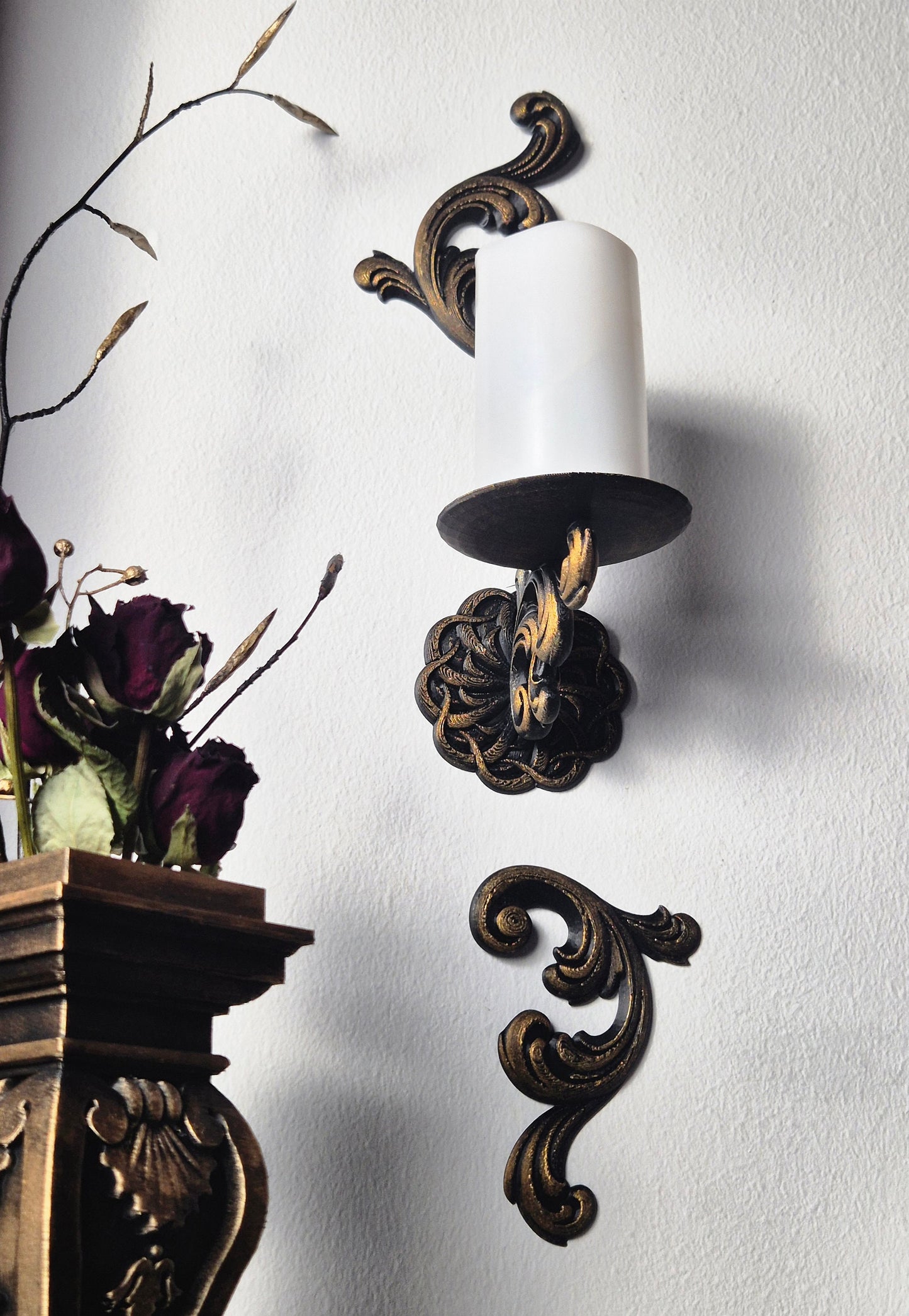 Baroque Victorian Candle holder, Barogue Wall Decoration, Victorian Wall Decor, Antique Wall Hanging, Baroque Wall Art, 3D-PRINTED