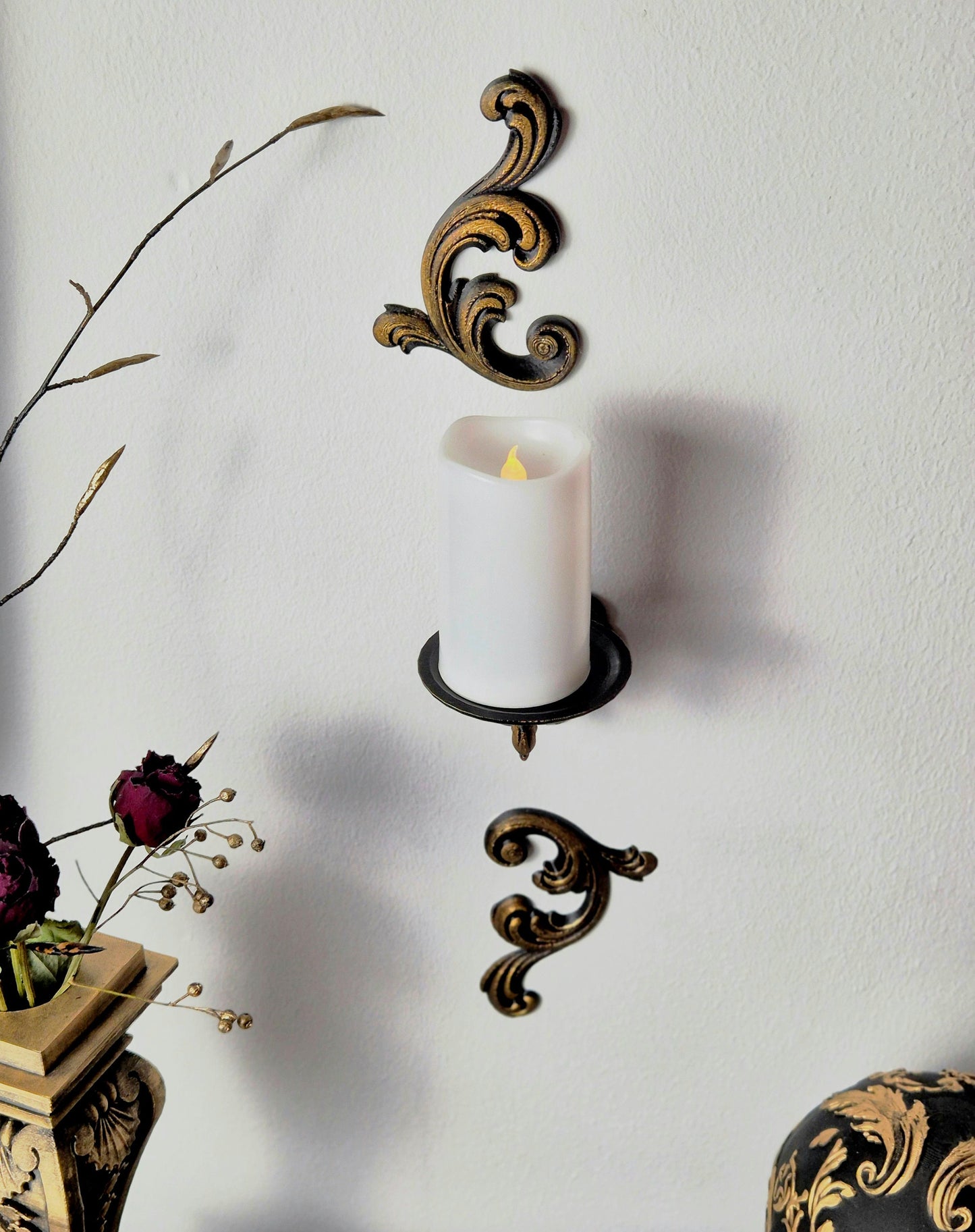 Baroque Victorian Candle holder, Barogue Wall Decoration, Victorian Wall Decor, Antique Wall Hanging, Baroque Wall Art, 3D-PRINTED