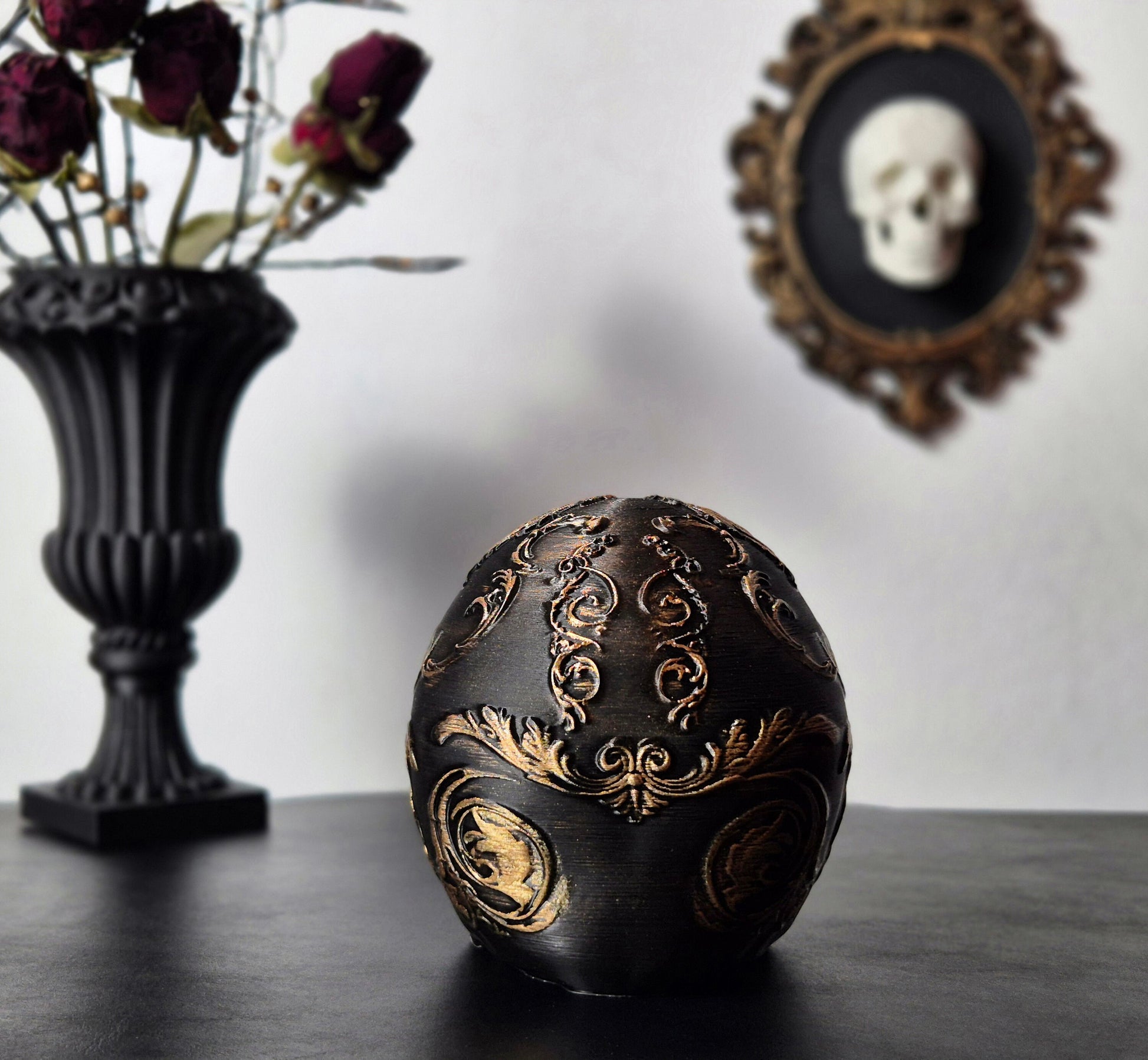 Gothic Baroque Victorian Filigree Skull Replica, Black Human Skull, White Skull, Gold Skull, Silver Skull, Gift for Goth, 3D-PRINTED