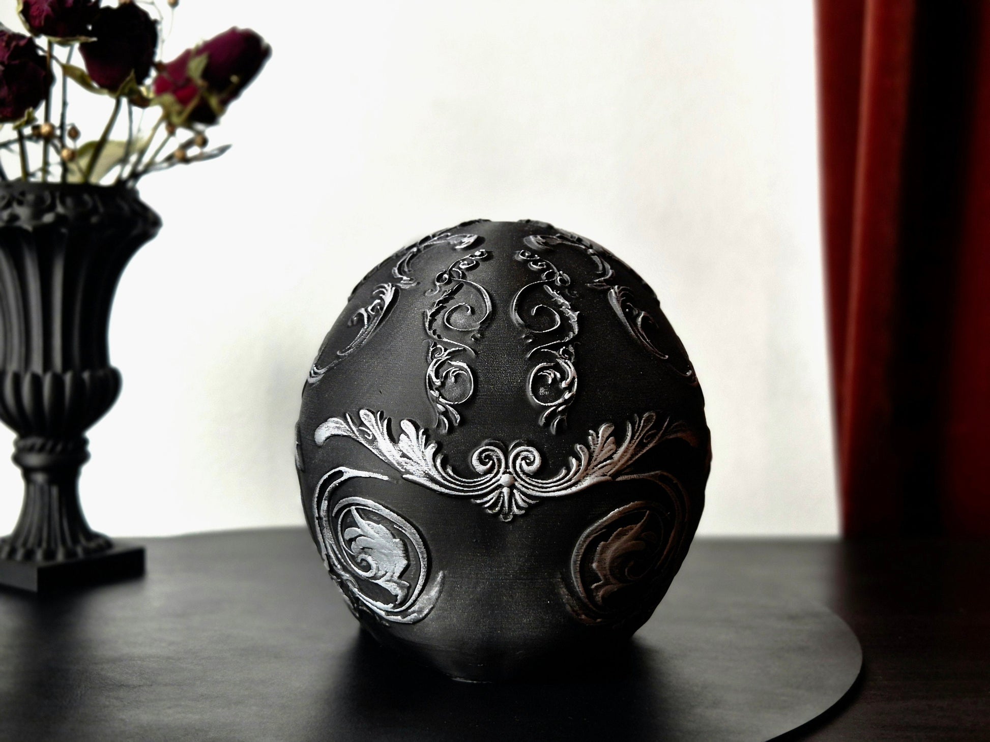 Gothic Baroque Victorian Filigree Skull Replica, Black Human Skull, White Skull, Gold Skull, Silver Skull, Gift for Goth, 3D-PRINTED