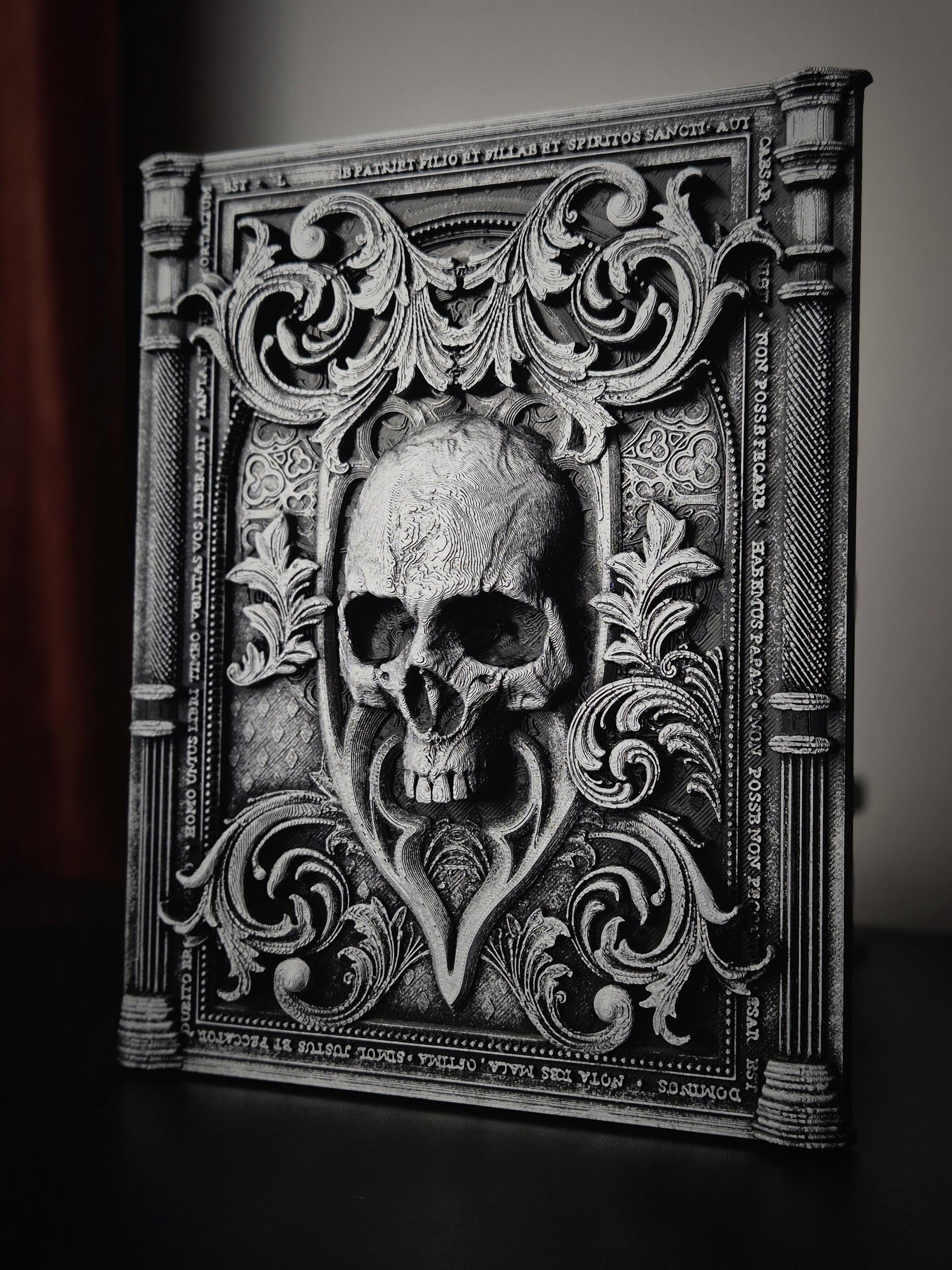 Baroque Skull Wall Plaque, Blackened Gold Wall Frame, Gothic Gallery Wall, Gothic Wall, Skull Gothic Victorian Wall Art, 3D-PRINTED