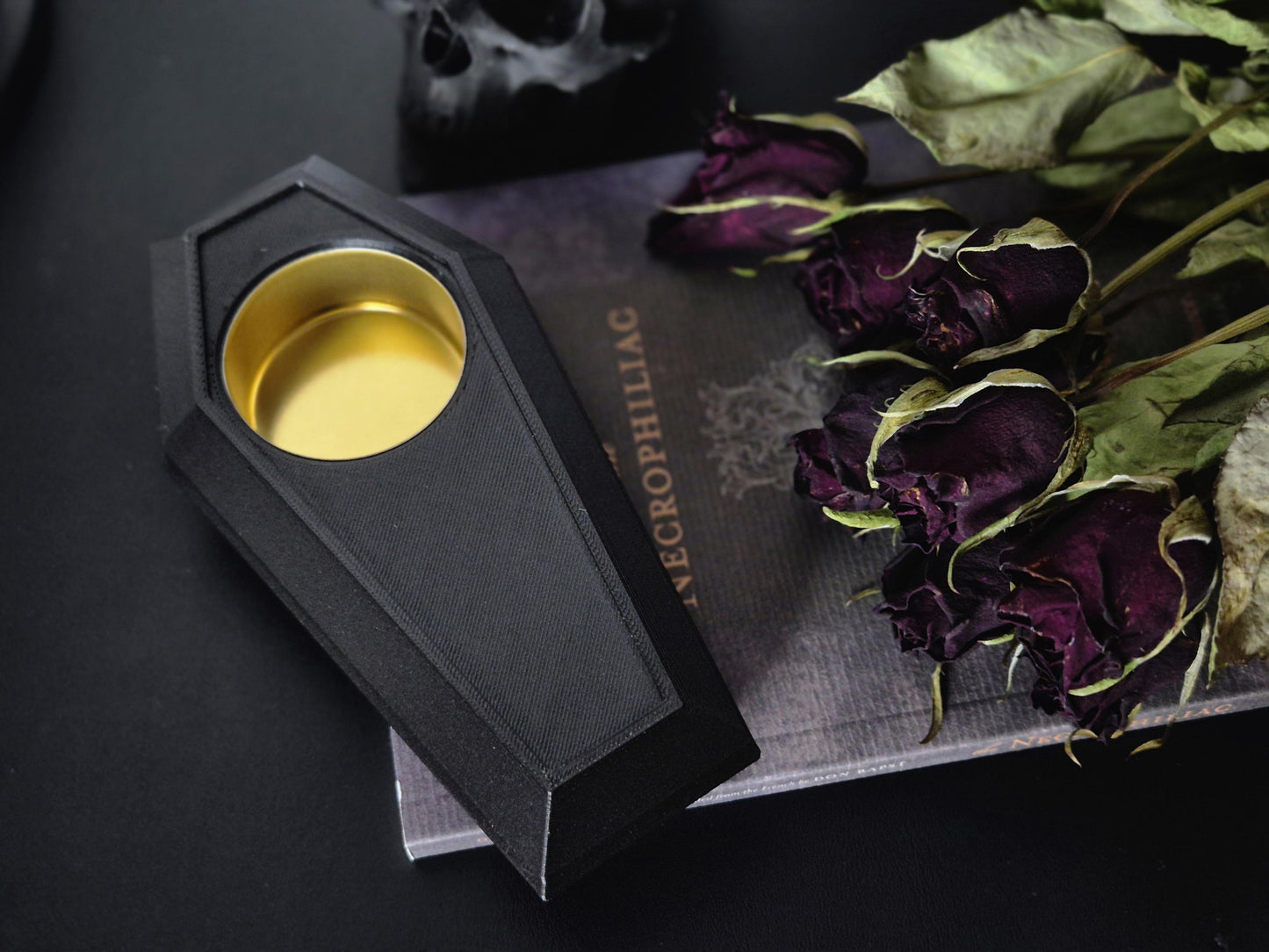 Gothic Tea Light Candle Holder "Der Tanz der Schatten", Coffin Candle Holder, Gothic Coffin Tealight Candle Holder, 3D-PRINTED