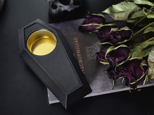 Gothic Tea Light Candle Holder "Der Tanz der Schatten", Coffin Candle Holder, Gothic Coffin Tealight Candle Holder, 3D-PRINTED