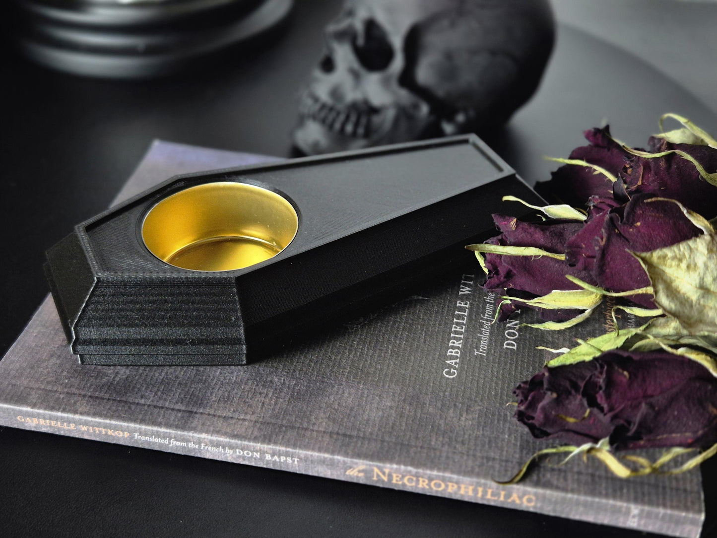 Gothic Tea Light Candle Holder "Der Tanz der Schatten", Coffin Candle Holder, Gothic Coffin Tealight Candle Holder, 3D-PRINTED