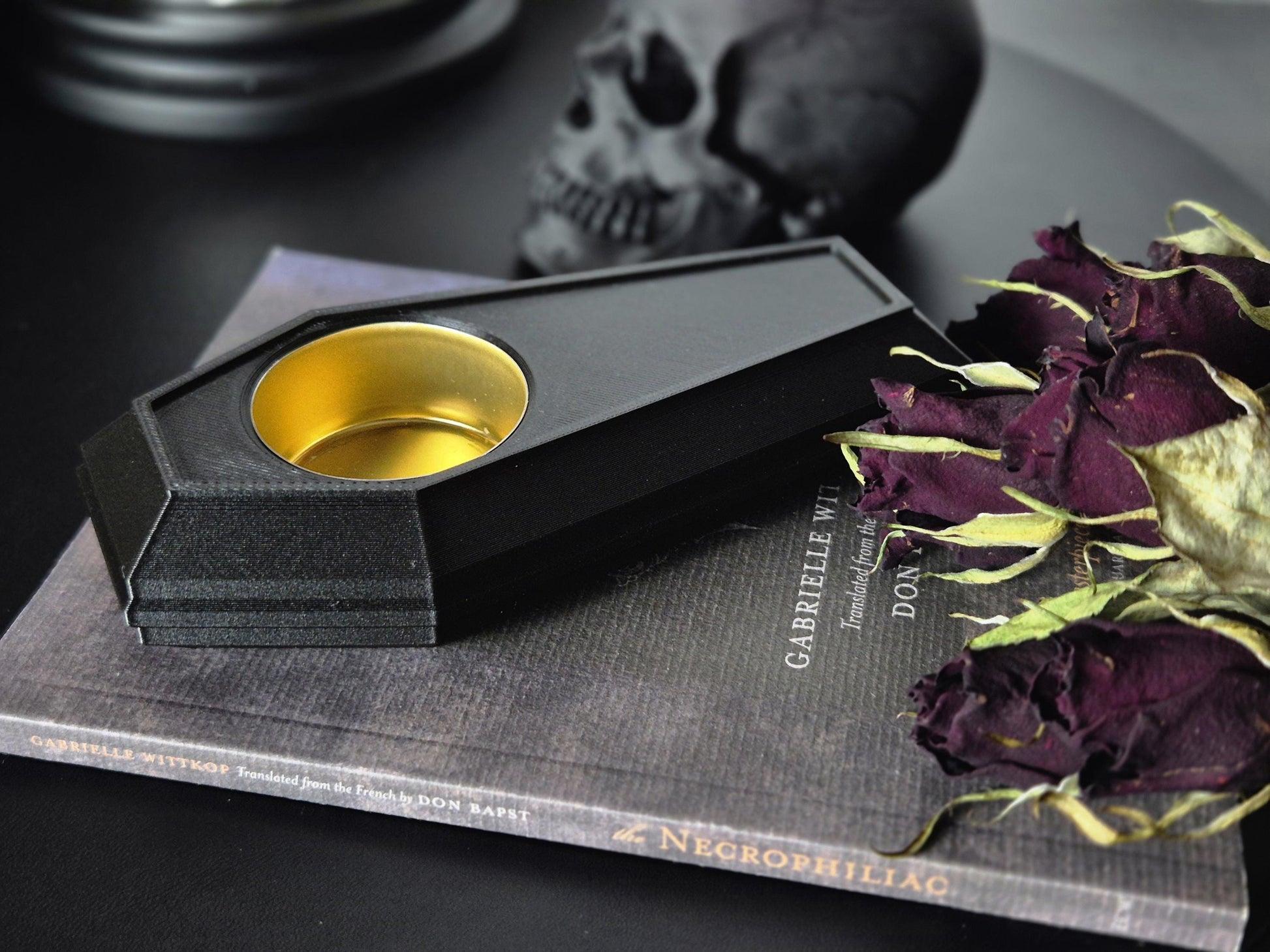 Gothic Tea Light Candle Holder "Der Tanz der Schatten", Coffin Candle Holder, Gothic Coffin Tealight Candle Holder, 3D-PRINTED