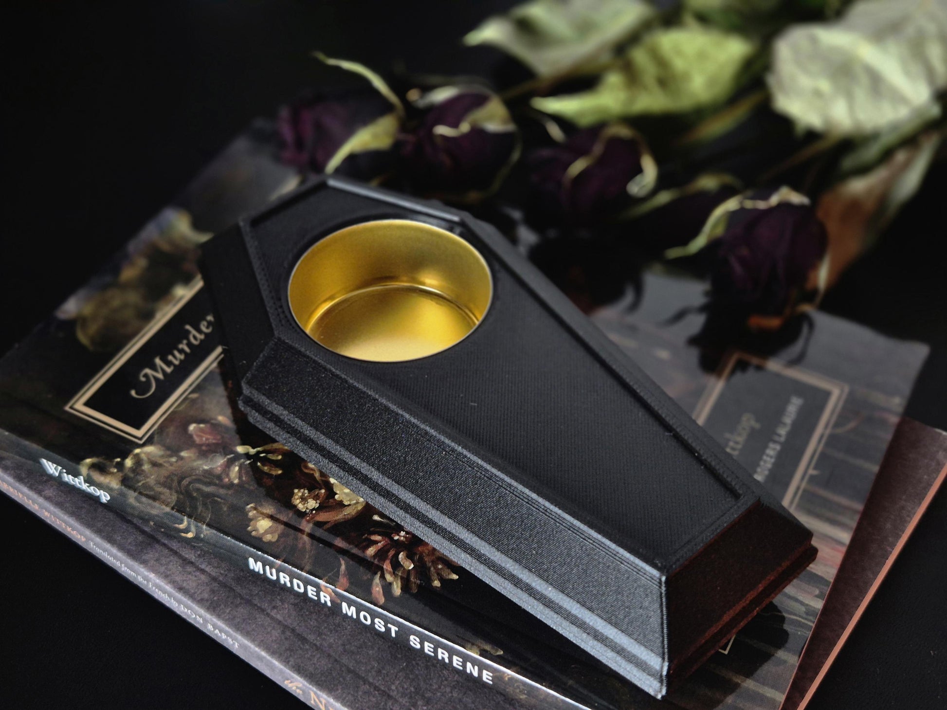 Gothic Tea Light Candle Holder "Der Tanz der Schatten", Coffin Candle Holder, Gothic Coffin Tealight Candle Holder, 3D-PRINTED