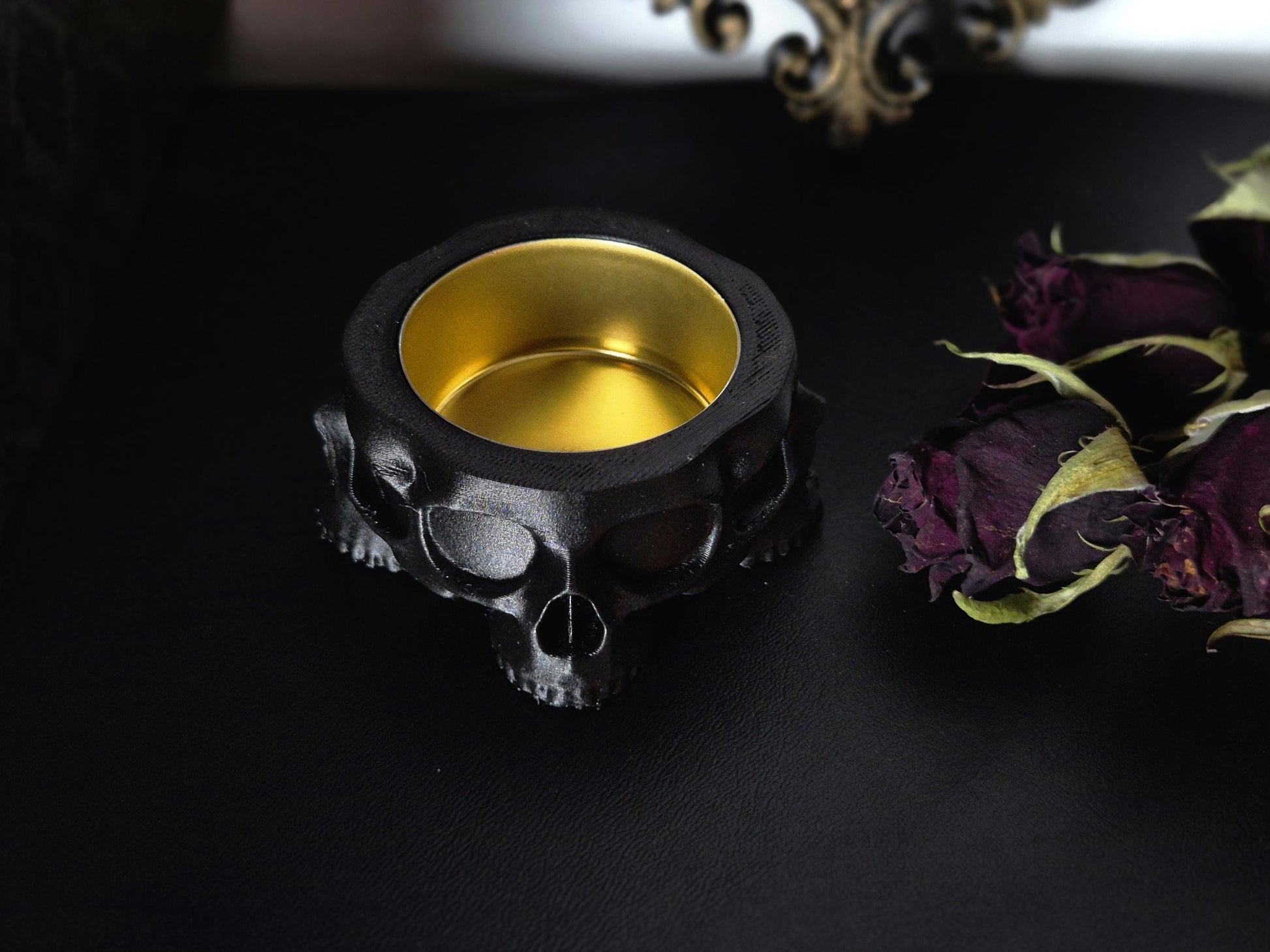 Gothic Tea Light Candle Holder "Crypt", Skull Candle Holder, Gothic Skull Tealight Candle Holder, Goth Gift, 3D-PRINTED