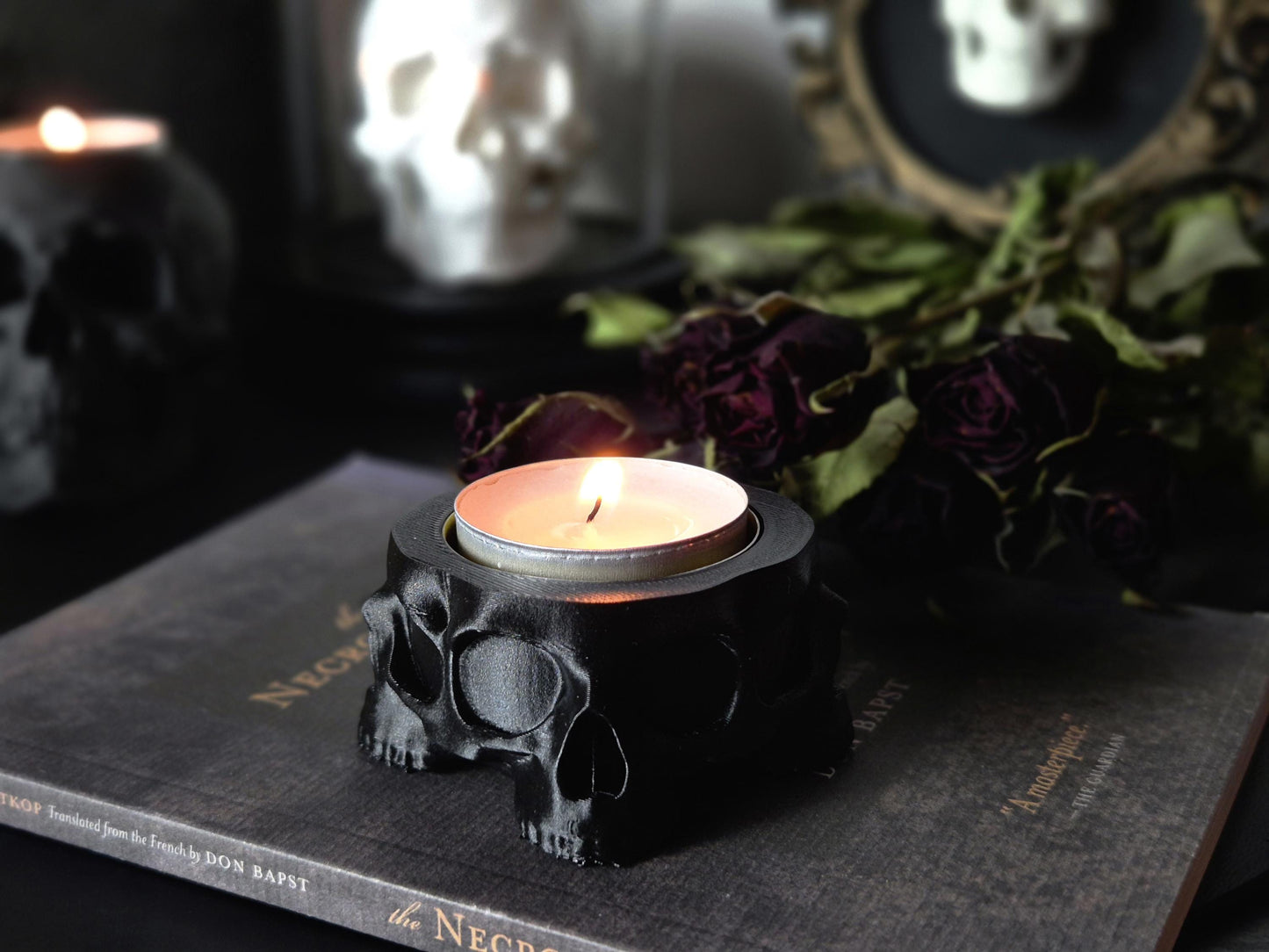 Gothic Tea Light Candle Holder "Crypt", Skull Candle Holder, Gothic Skull Tealight Candle Holder, Goth Gift, 3D-PRINTED