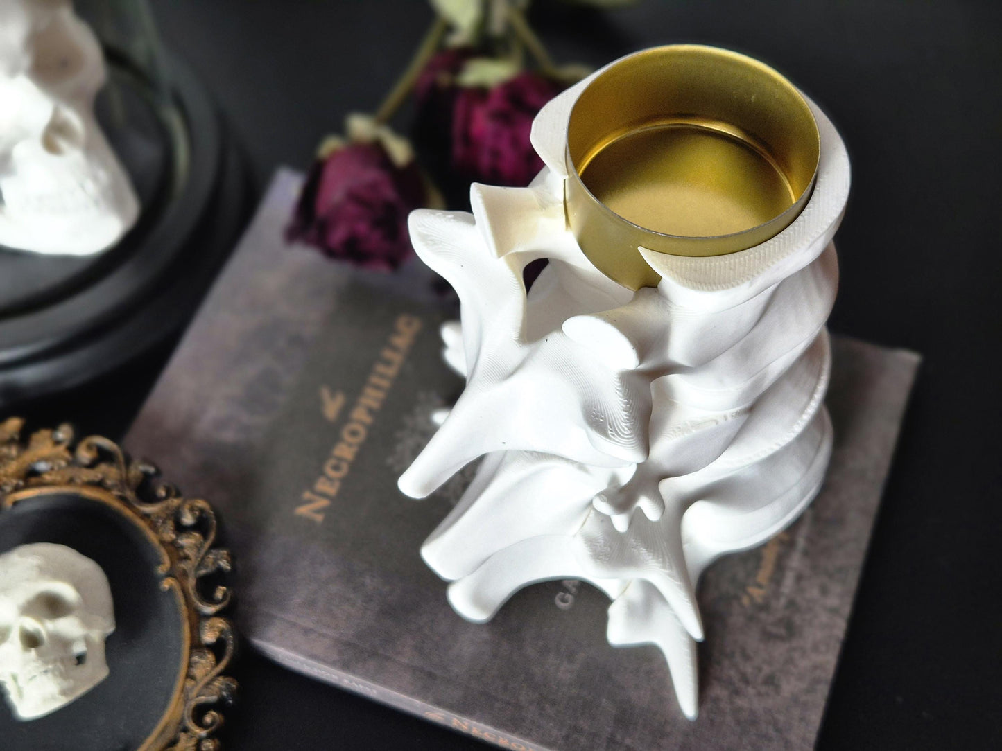 Spine Candle Tealight Holders, Gothic Vertebra Candle Holder, Scelleton Candle Holder, Bone Candle Holder, Gift for Goth, 3D-PRINTED