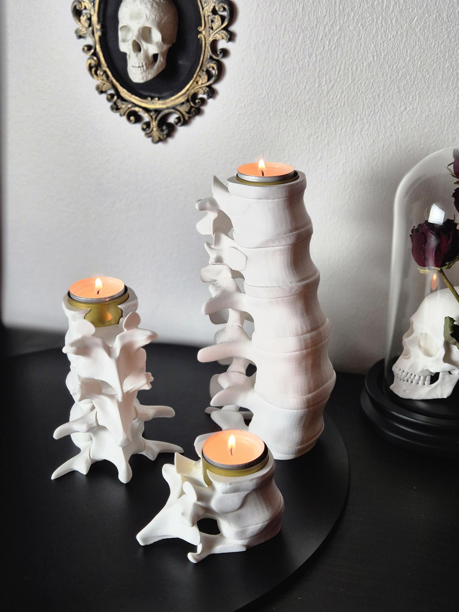 Spine Candle Tealight Holders, Gothic Vertebra Candle Holder, Scelleton Candle Holder, Bone Candle Holder, Gift for Goth, 3D-PRINTED