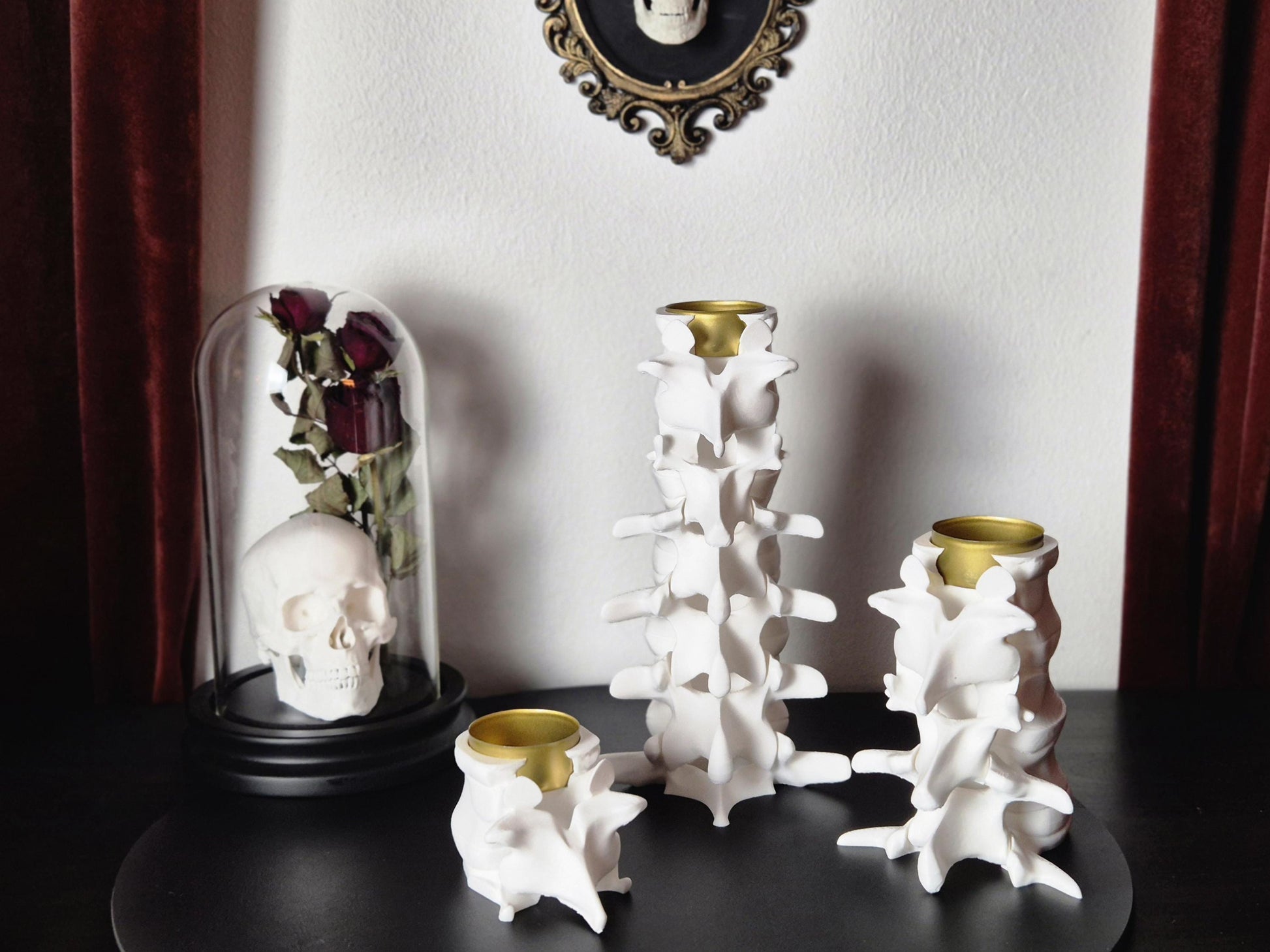 Spine Candle Tealight Holders, Gothic Vertebra Candle Holder, Scelleton Candle Holder, Bone Candle Holder, Gift for Goth, 3D-PRINTED