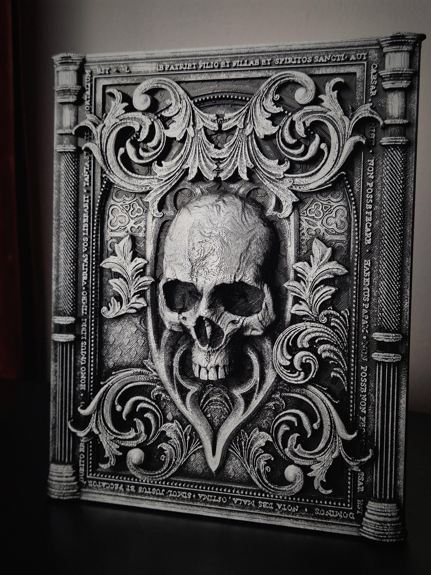 Baroque Skull Wall Plaque, Blackened Gold Wall Frame, Gothic Gallery Wall, Gothic Wall, Skull Gothic Victorian Wall Art, 3D-PRINTED