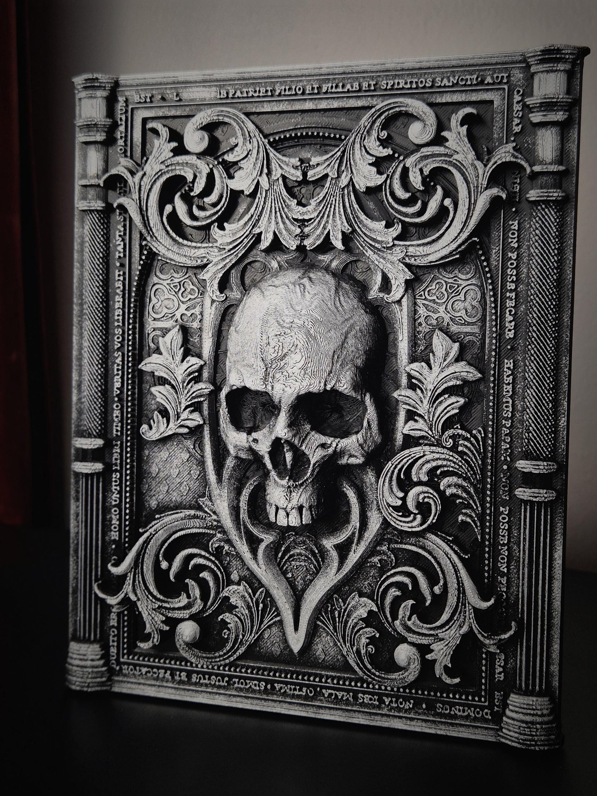 Baroque Skull Wall Plaque, Blackened Gold Wall Frame, Gothic Gallery Wall, Gothic Wall, Skull Gothic Victorian Wall Art, 3D-PRINTED