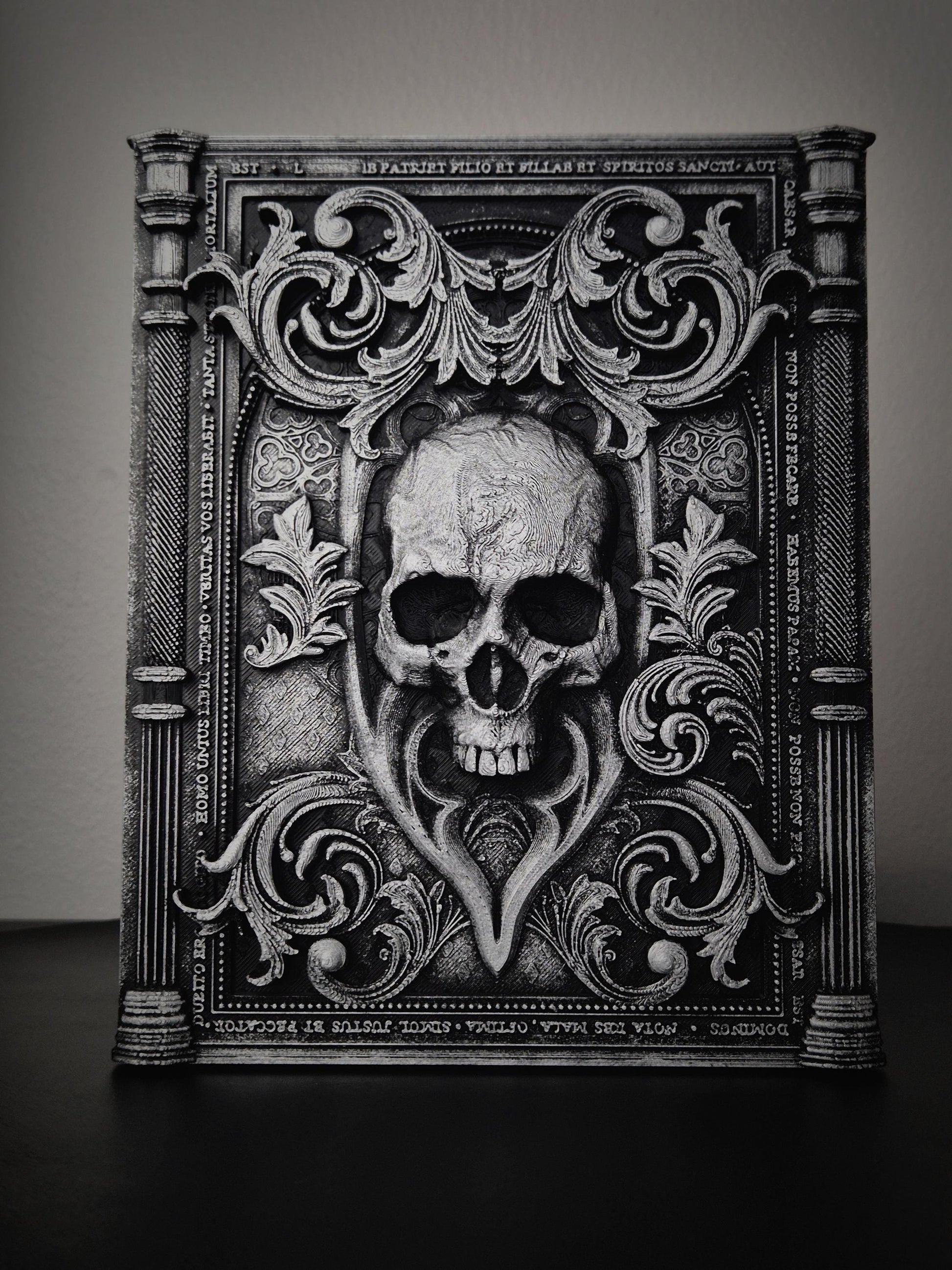 Baroque Skull Wall Plaque, Blackened Gold Wall Frame, Gothic Gallery Wall, Gothic Wall, Skull Gothic Victorian Wall Art, 3D-PRINTED