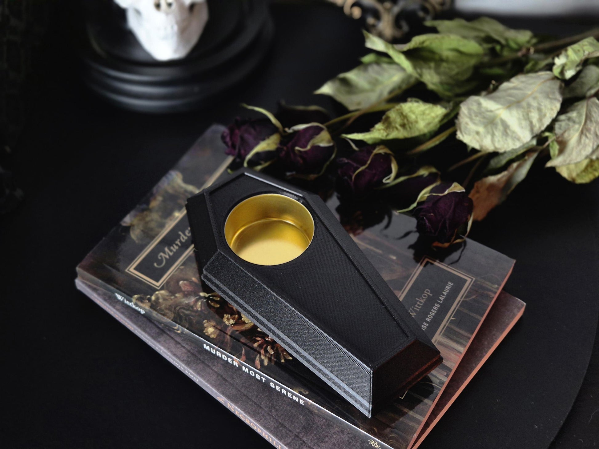 Gothic Tea Light Candle Holder "Der Tanz der Schatten", Coffin Candle Holder, Gothic Coffin Tealight Candle Holder, 3D-PRINTED