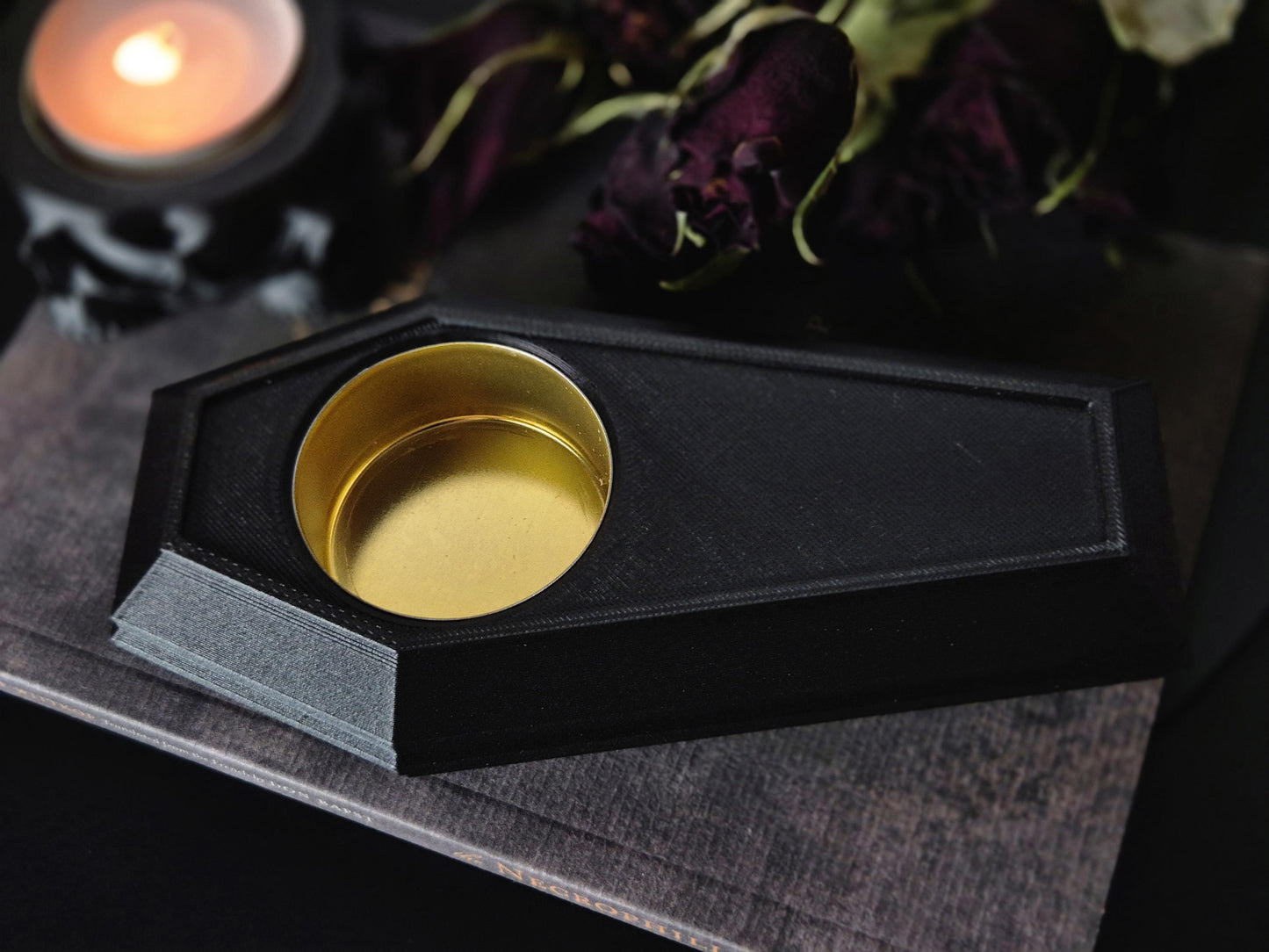 Gothic Tea Light Candle Holder "Der Tanz der Schatten", Coffin Candle Holder, Gothic Coffin Tealight Candle Holder, 3D-PRINTED