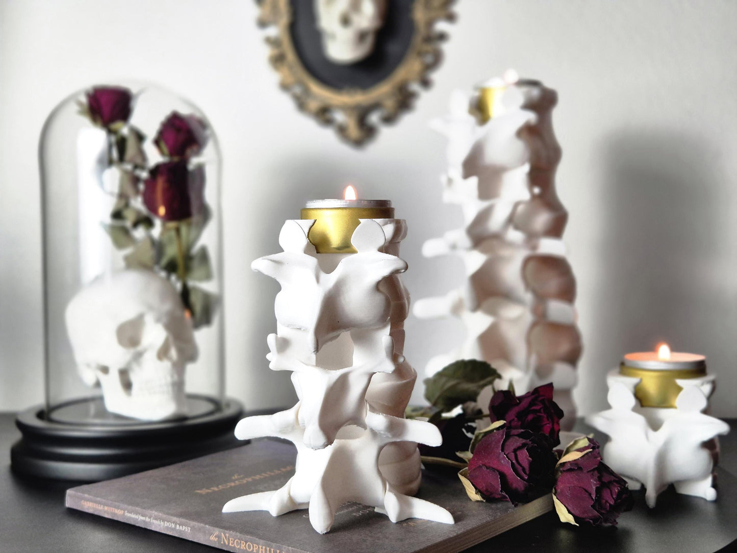 Spine Candle Tealight Holders, Gothic Vertebra Candle Holder, Scelleton Candle Holder, Bone Candle Holder, Gift for Goth, 3D-PRINTED