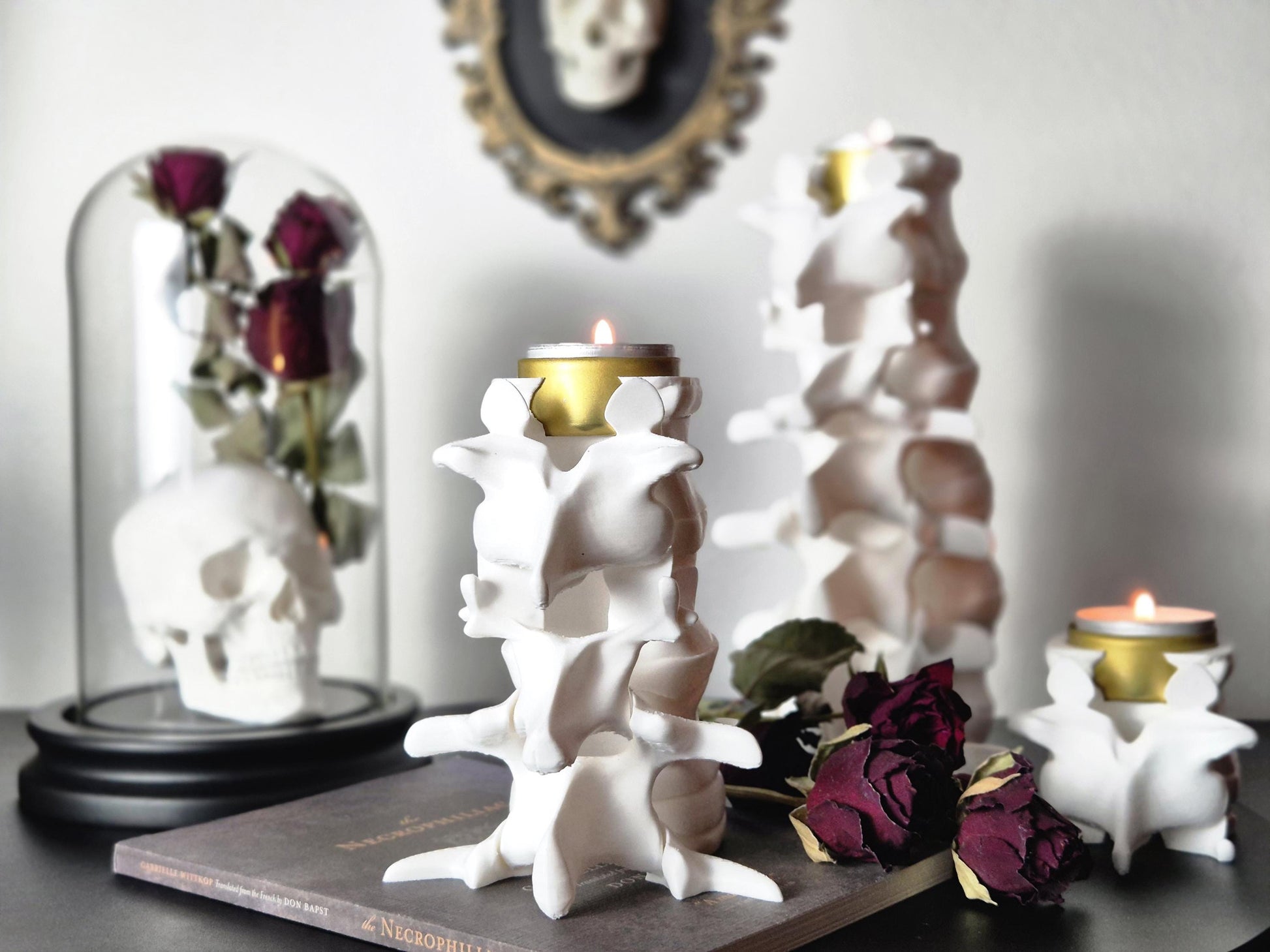 Spine Candle Tealight Holders, Gothic Vertebra Candle Holder, Scelleton Candle Holder, Bone Candle Holder, Gift for Goth, 3D-PRINTED