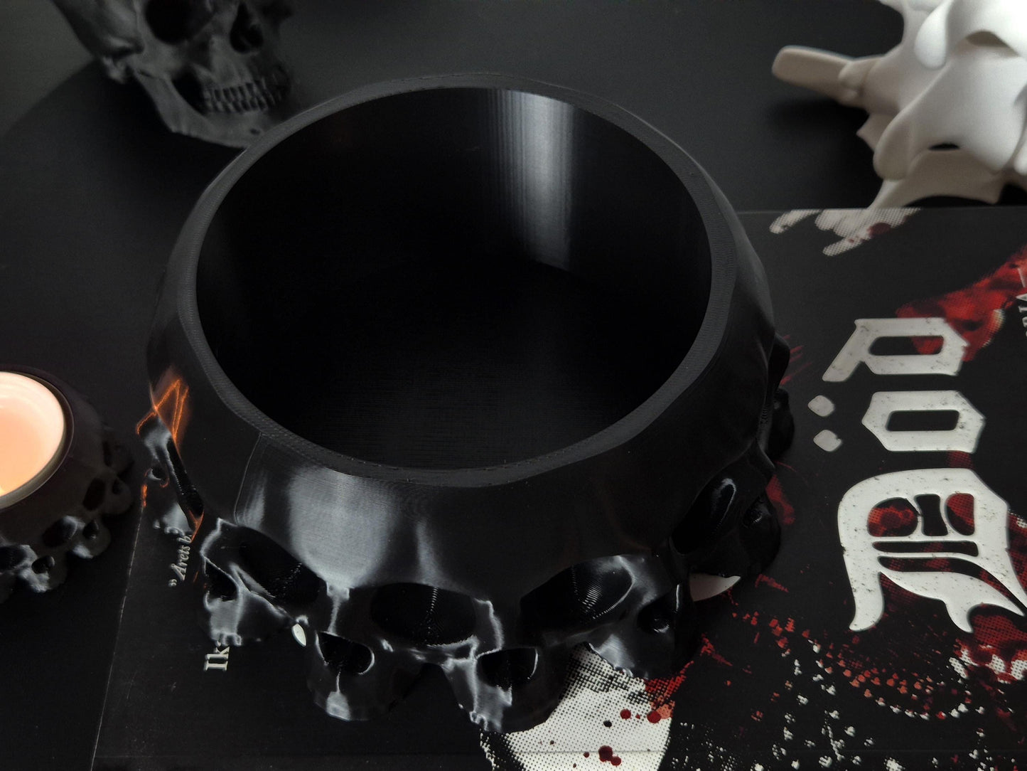 Gothic Bowl "13 Skulls", Gothic Trinket Tray, Gothic Jewelry Box, Skull Bowl, Skull Box, 3D-PRINTED