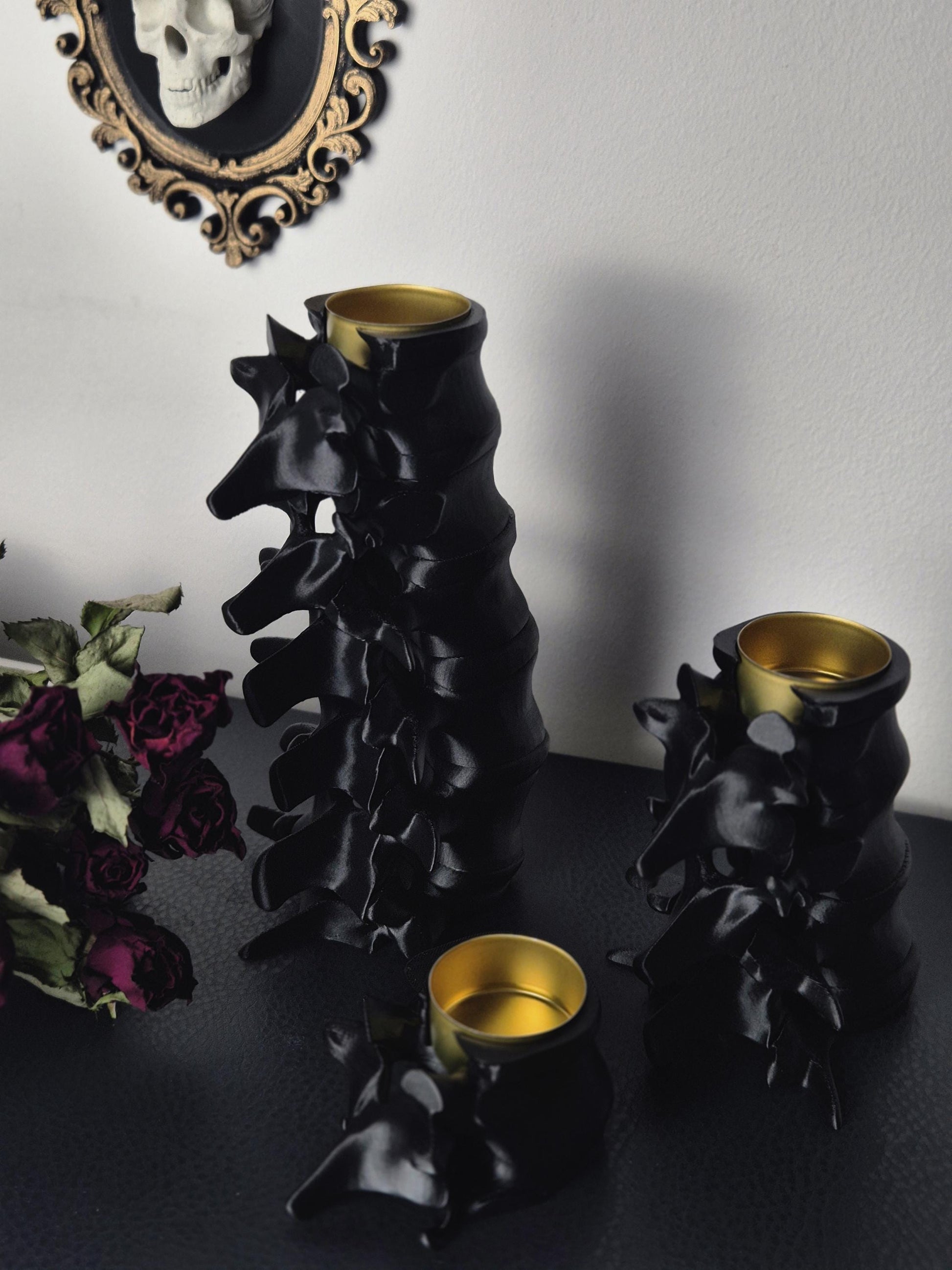 Spine Candle Tealight Holders, Gothic Vertebra Candle Holder, Scelleton Candle Holder, Bone Candle Holder, Gift for Goth, 3D-PRINTED