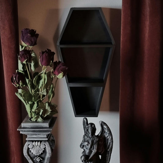 Hanging Coffin Shelf, Tabletop Coffin Shelf, Curiosities Shelf, Crystal Display, Crystal Shelf, Oddities Shelf, Gothic Shelf, 3D-PRINTED