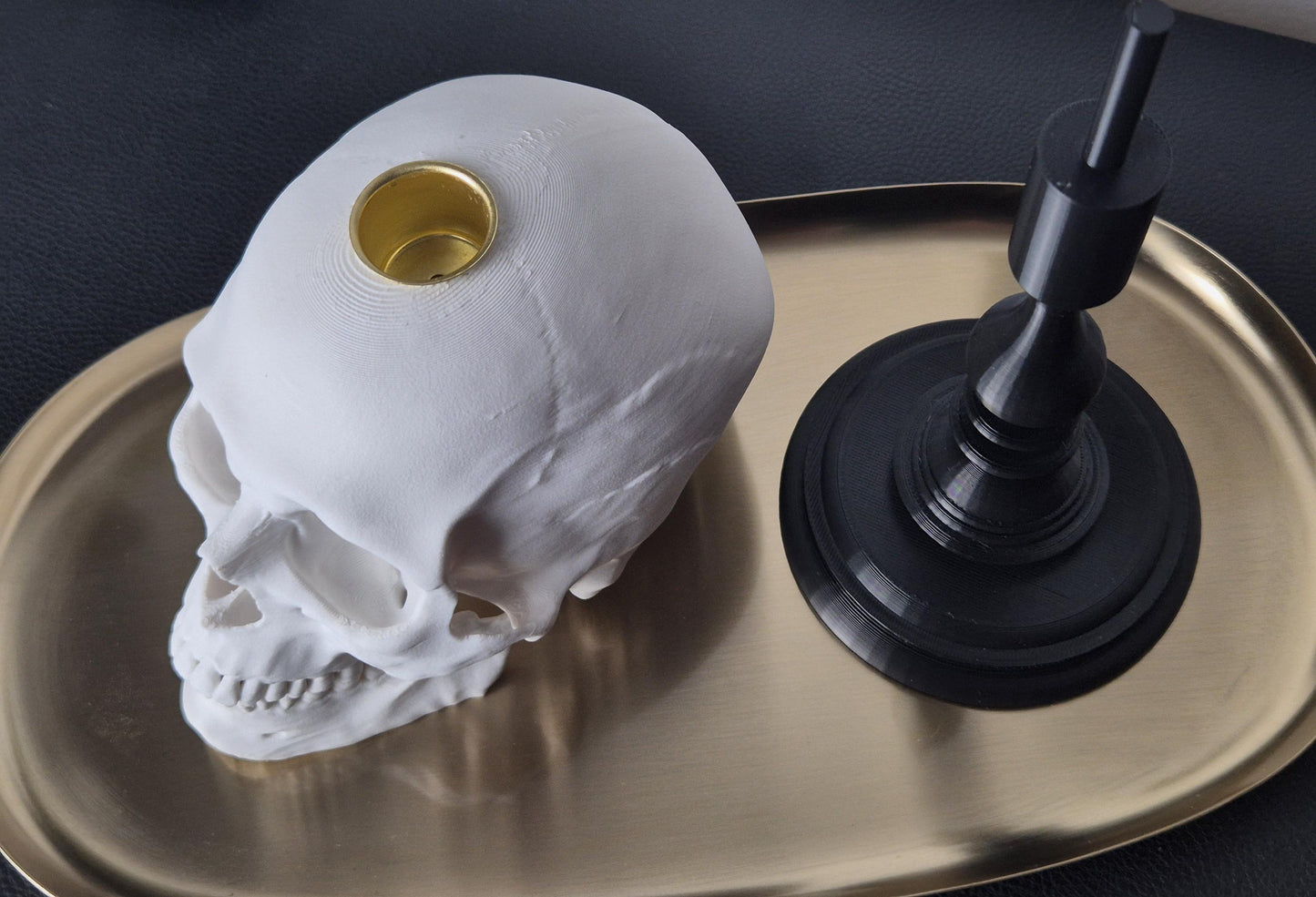 Candle Holder Skull, Black or White Realistic Replica Human Skull Gothic Candlestick Holder, Gift for Goth, 3D-PRINTED