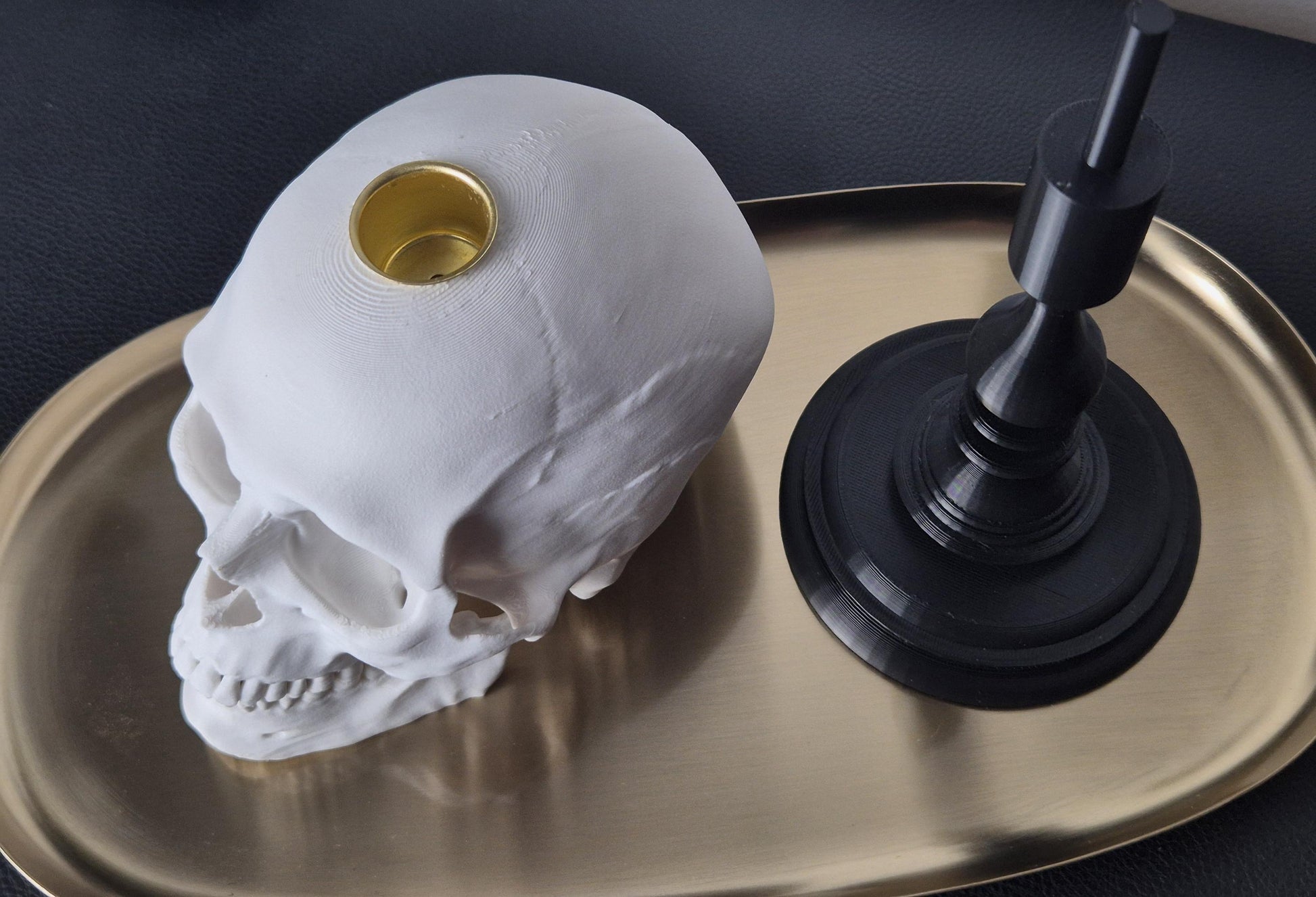 Candle Holder Skull, Black or White Realistic Replica Human Skull Gothic Candlestick Holder, Gift for Goth, 3D-PRINTED